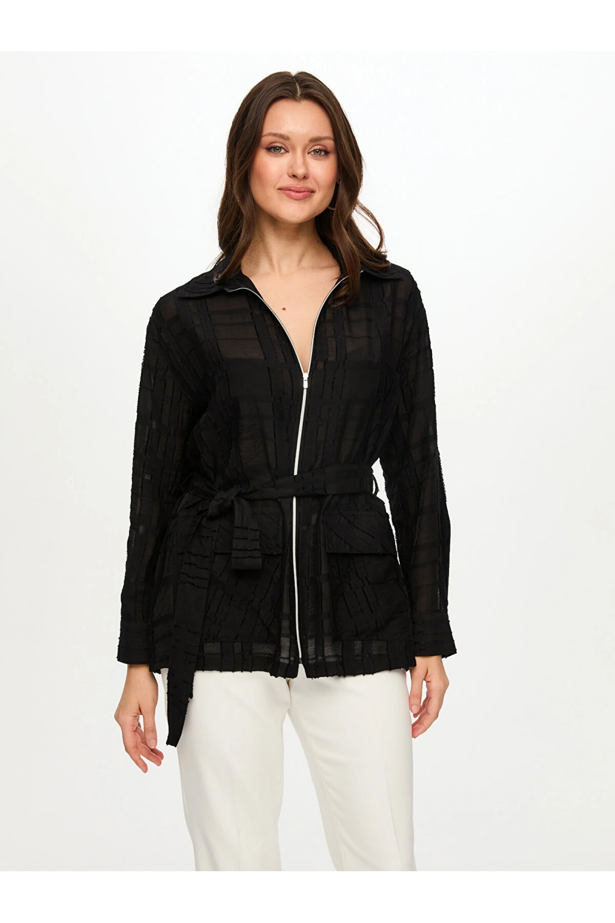 Faik Sönmez Kendinden Desenli Overshirt Tunik US26TNK006