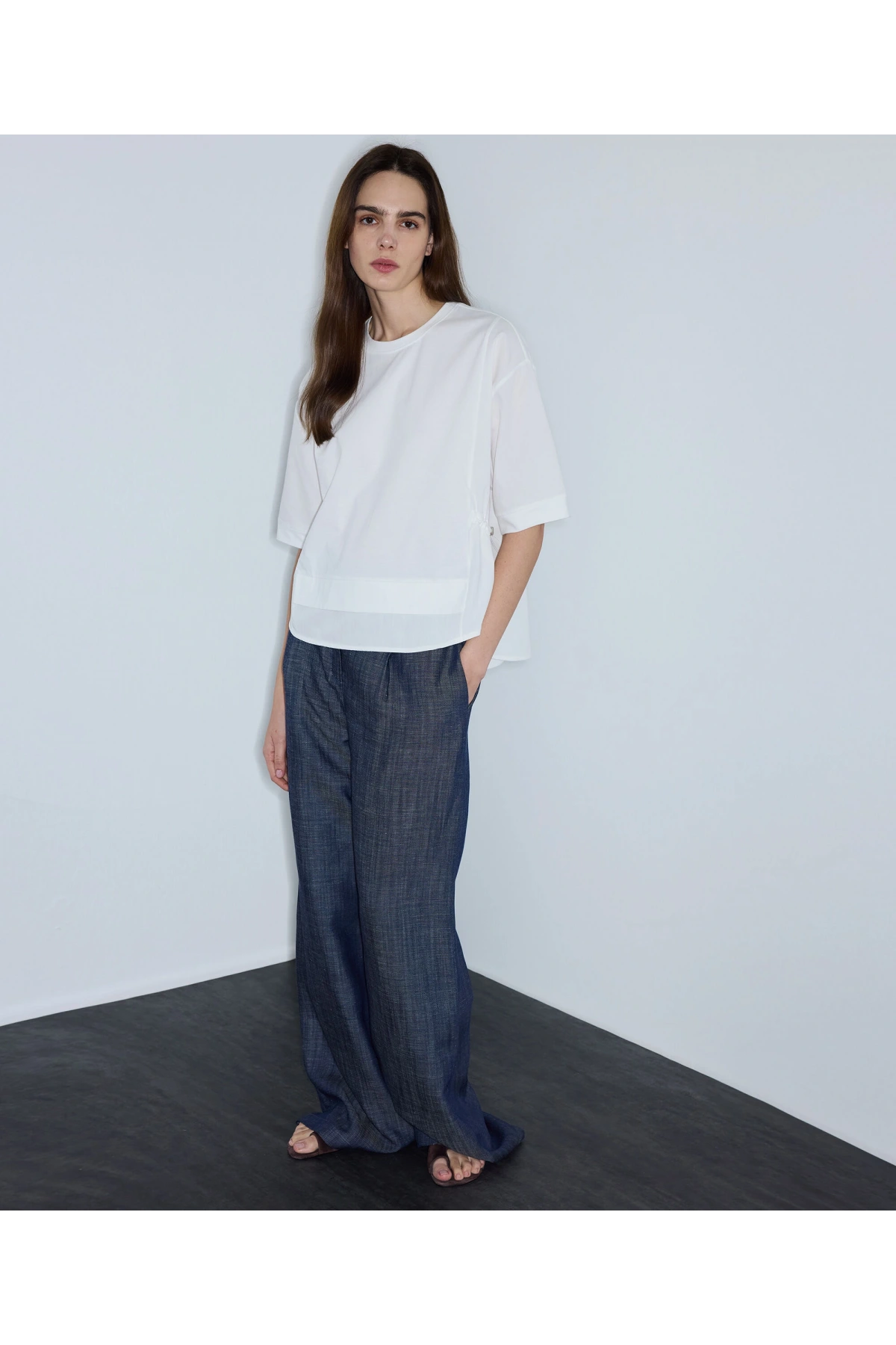 İpekyol Kumaş Mix Büzgülü T-Shirt IS1260070239