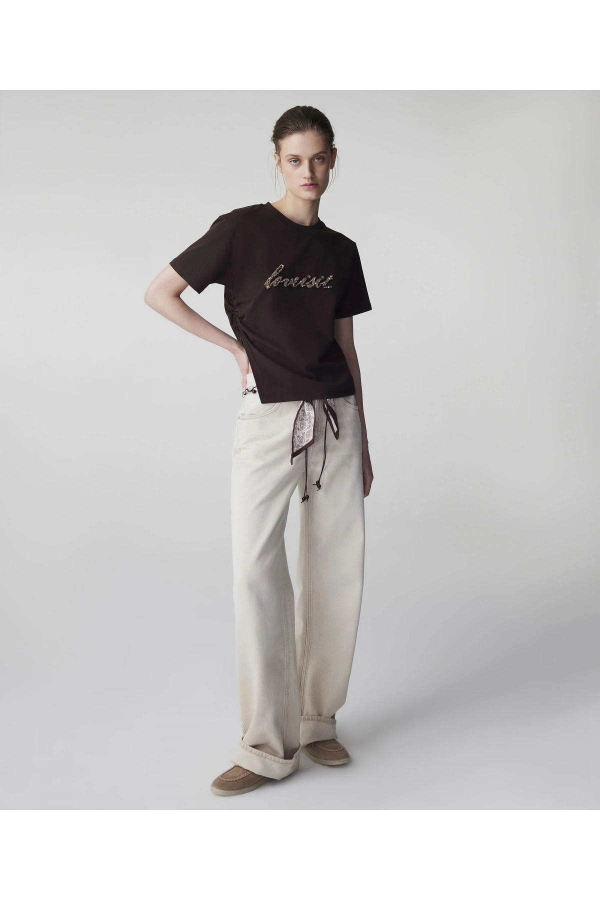 İpekyol Slogan Aplikeli T-Shirt IS1260070045