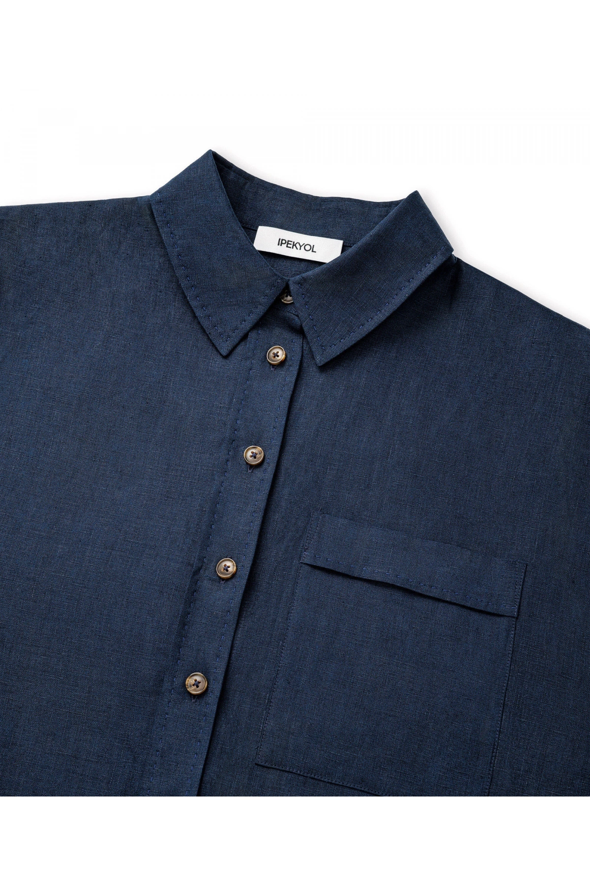 İpekyol Cepli Keten Gömlek IS1260025248