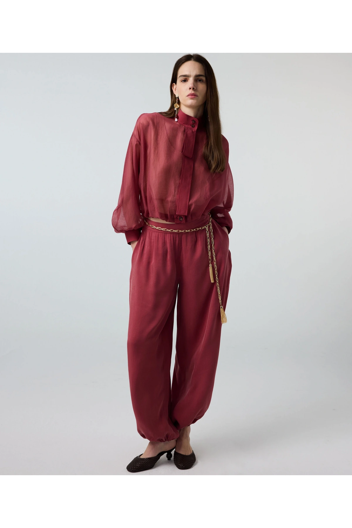 İpekyol Yüksek yaka balon bluz IS1260006111