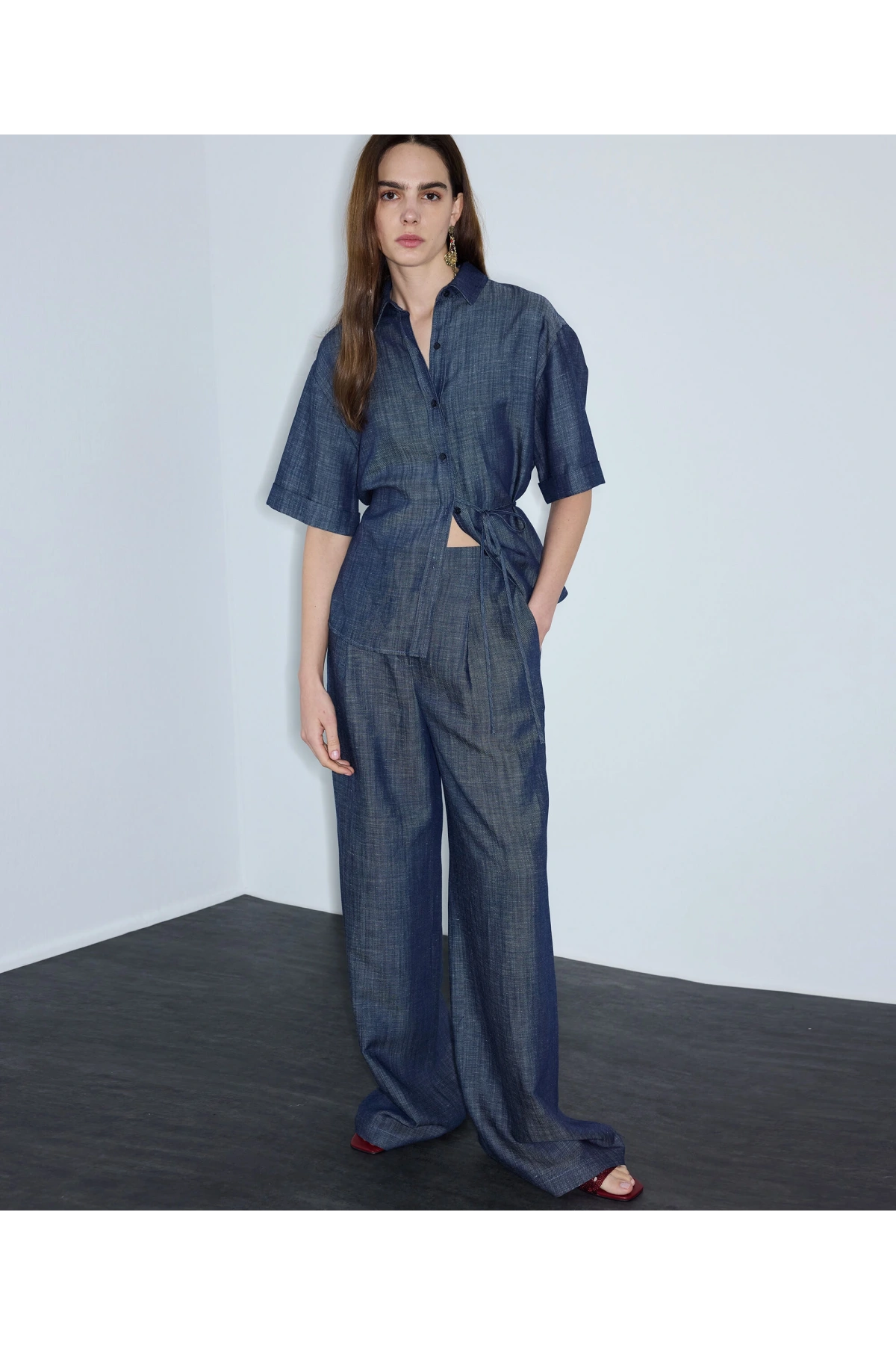 İpekyol Denim Görünümlü Wide Leg Pantolon IS1260003251