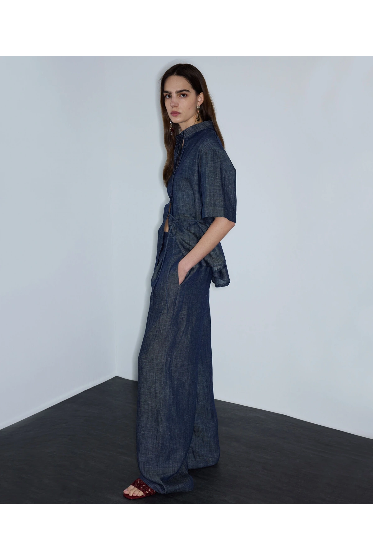 İpekyol Denim Görünümlü Wide Leg Pantolon IS1260003251