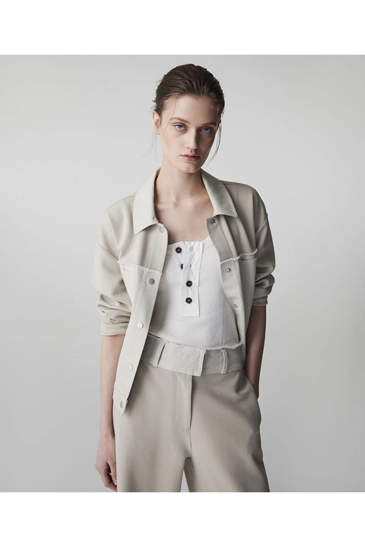 İpekyol Kumaş Mix Raw Edge Sweatshirt IS1260091009