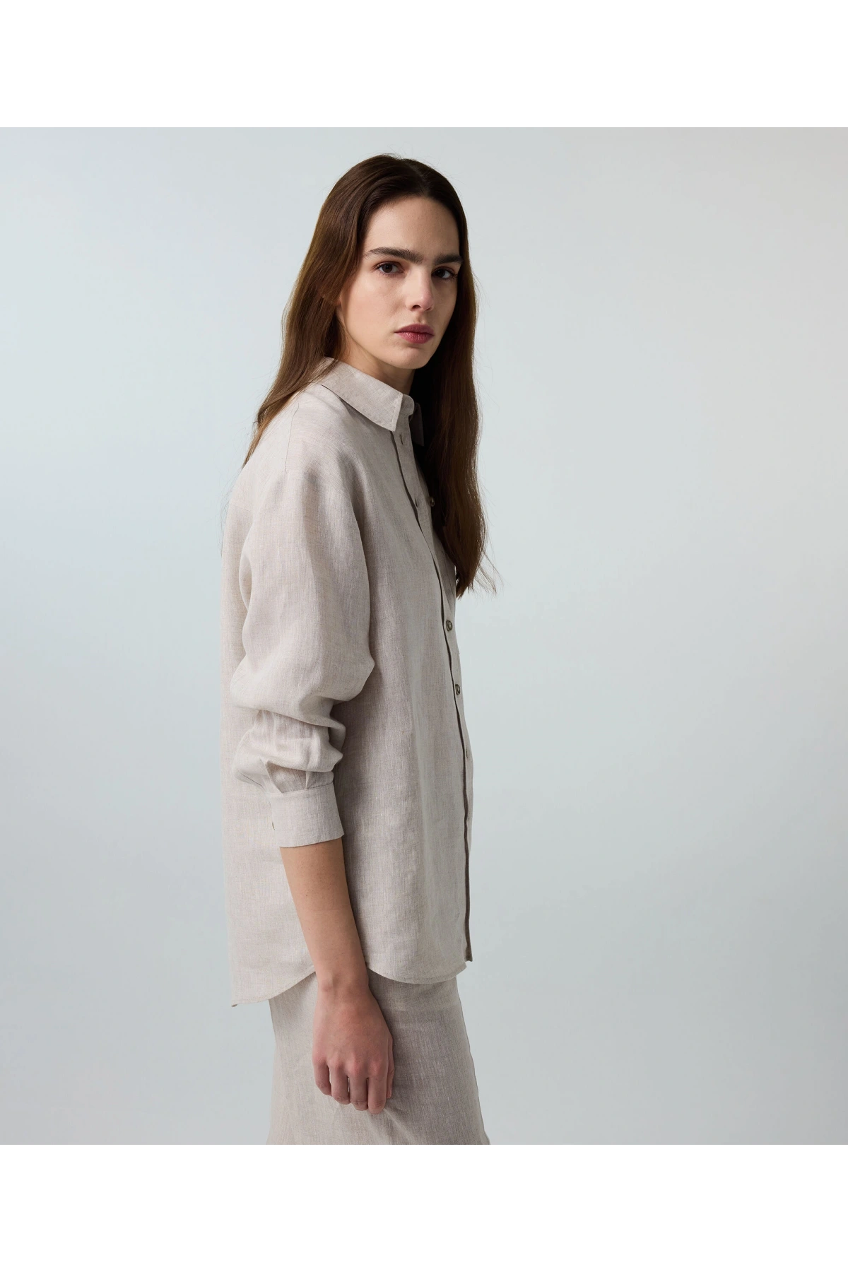 İpekyol Kontrast Düğmeli Keten Gömlek IS1260025280