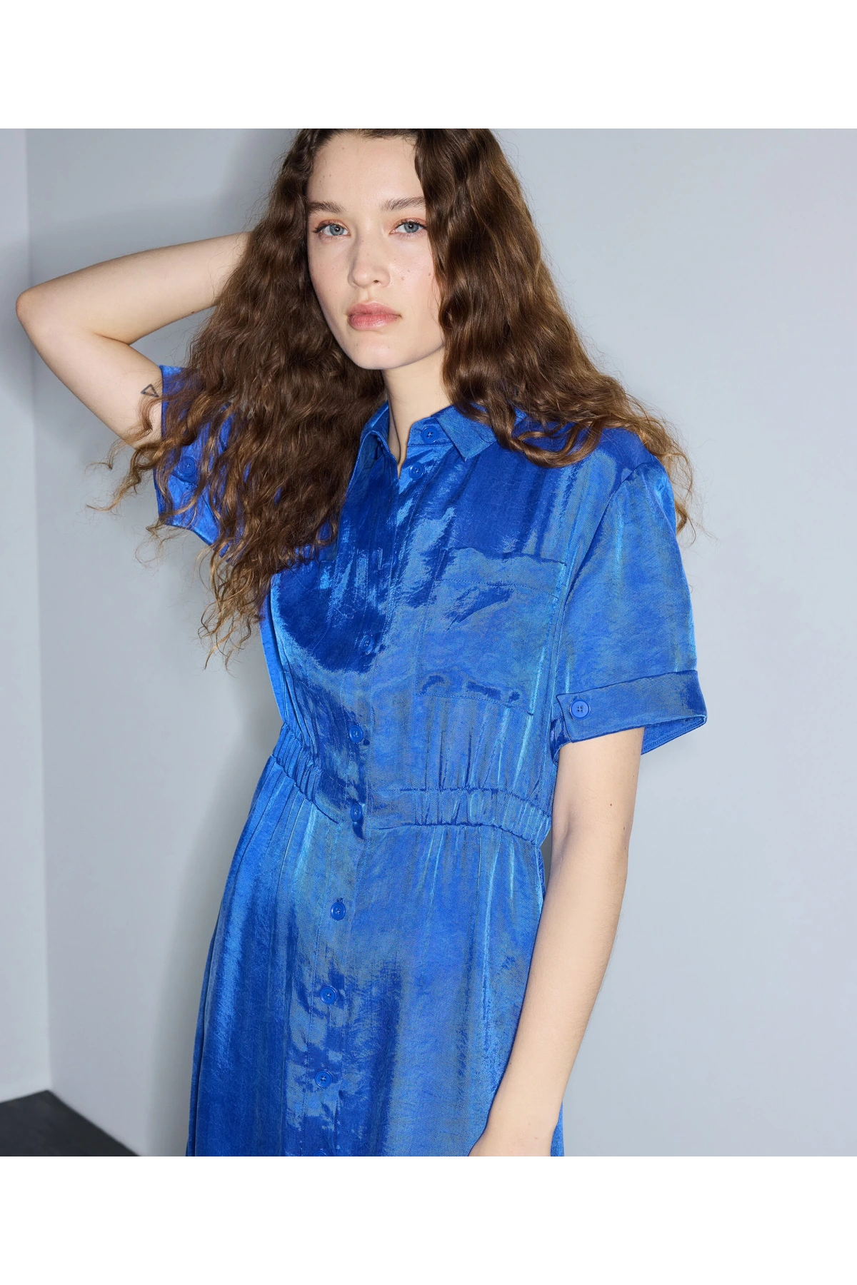 İpekyol Parlak Dokulu Elastik Bel Elbise IS1260002400