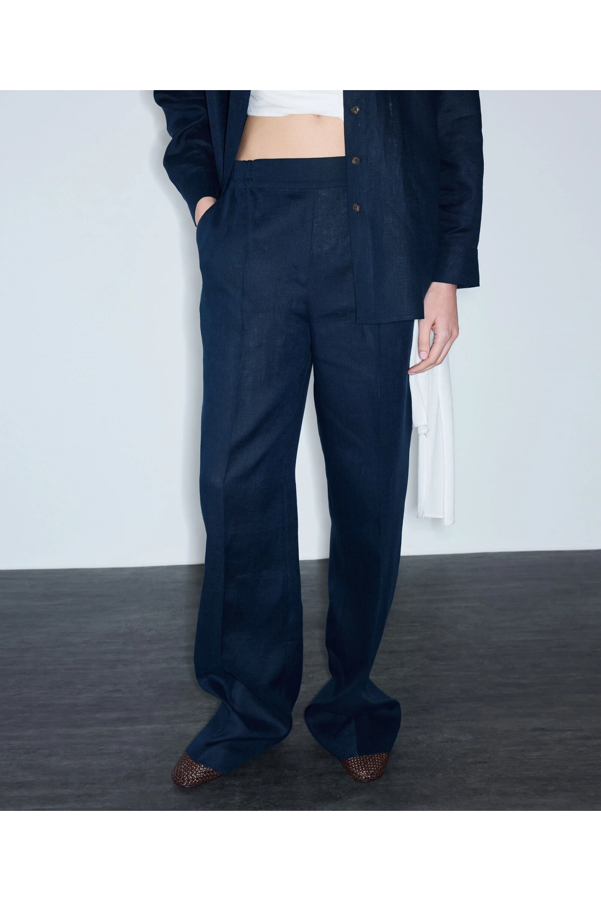 İpekyol İnce Kuşaklı Keten Pantolon IS1260003243