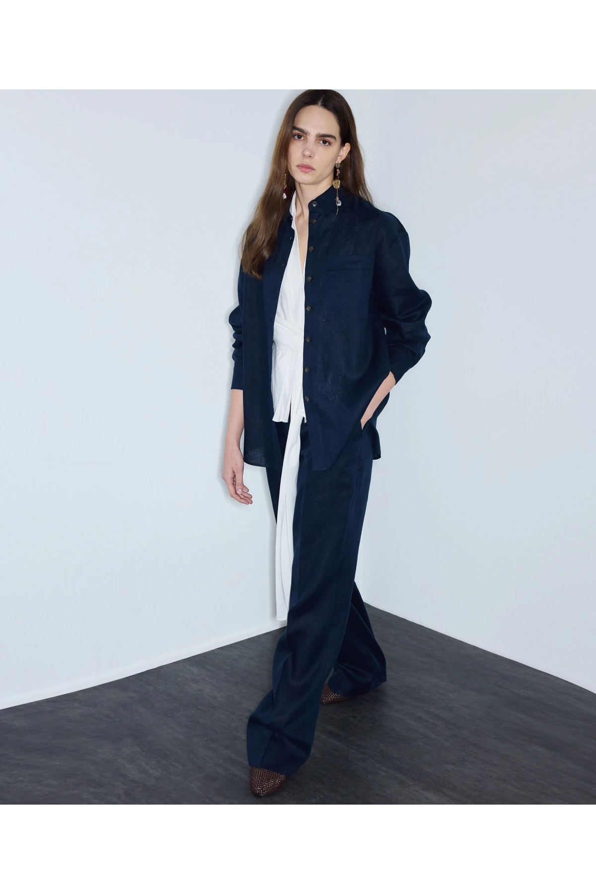 İpekyol İnce Kuşaklı Keten Pantolon IS1260003243