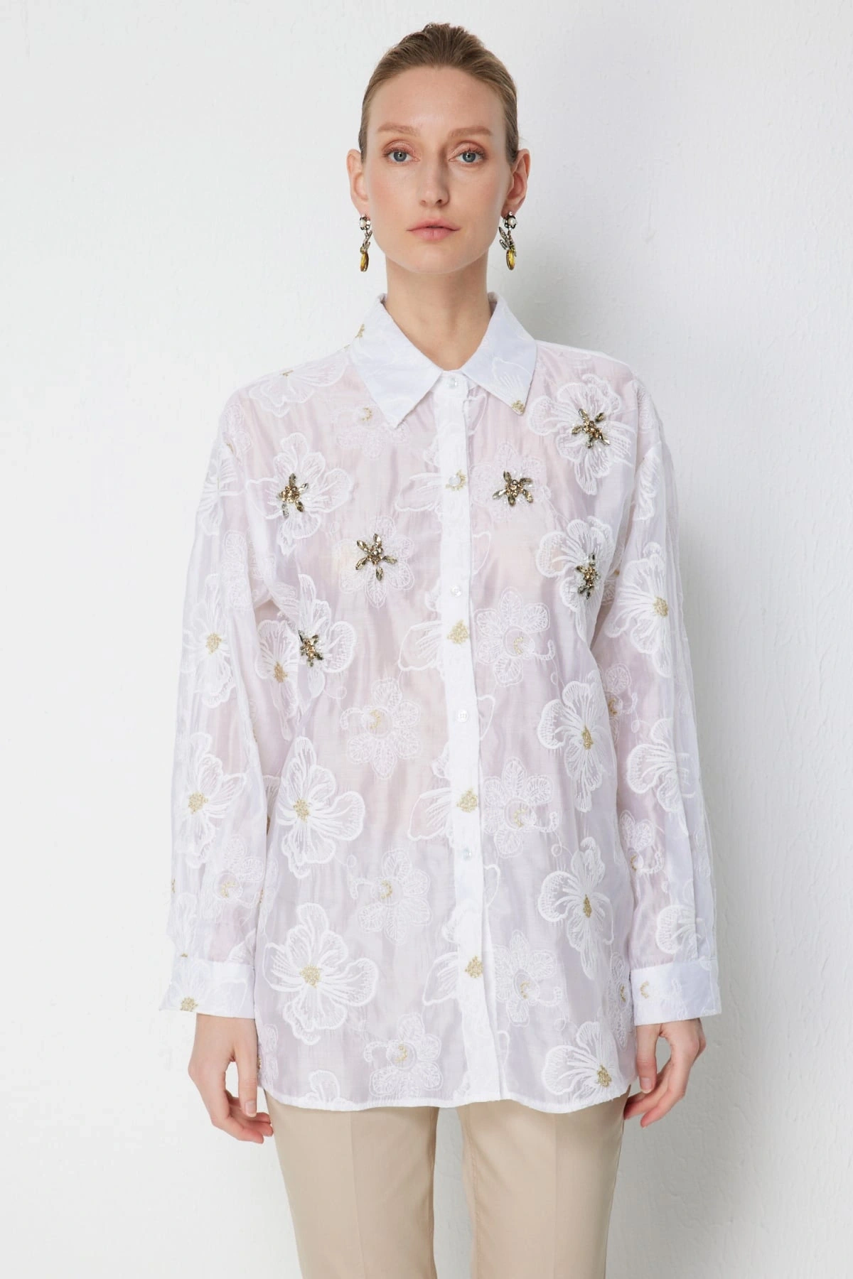 Ekol Çiçek İşlemeli Gömlek 02918