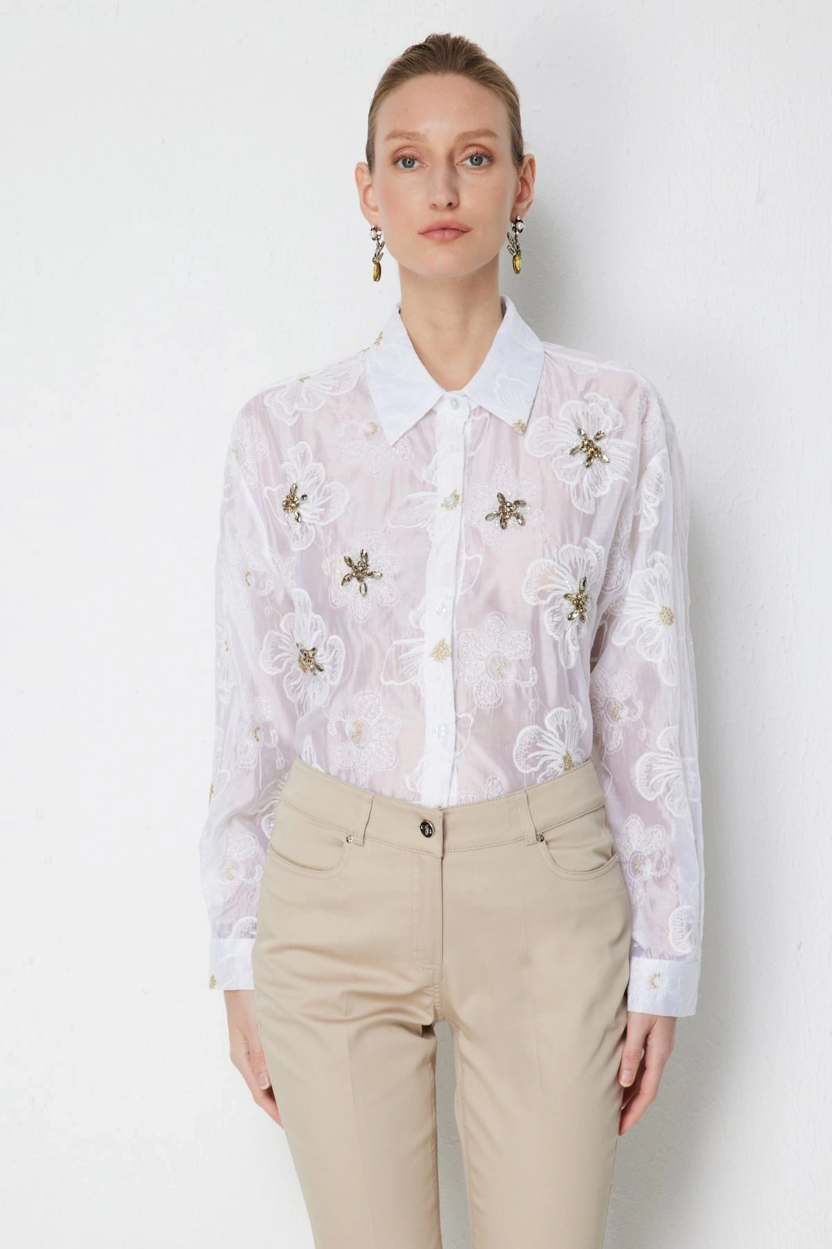 Ekol Çiçek İşlemeli Gömlek 02918