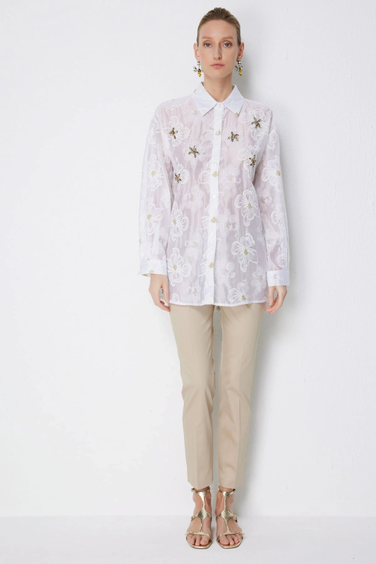 Ekol Çiçek İşlemeli Gömlek 02918