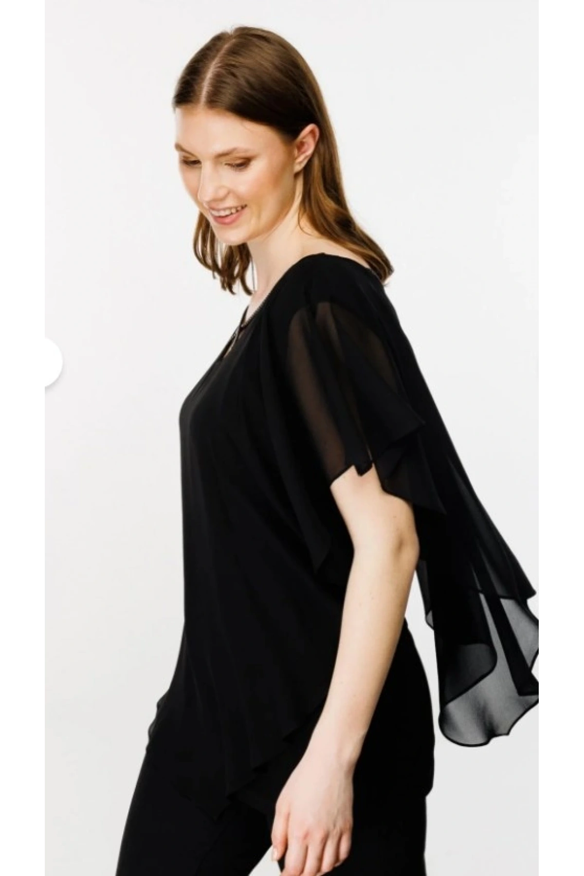 Ekol Ön Ve Arka Kısmı Çapraz İpli Şifon Bluz 01142