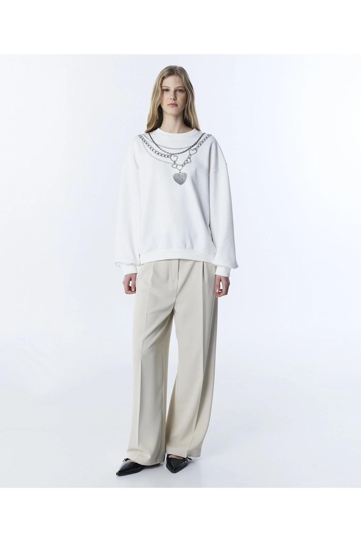 Twist Zincirli Ve Görsel Baskılı Sweatshirt TS1260091026