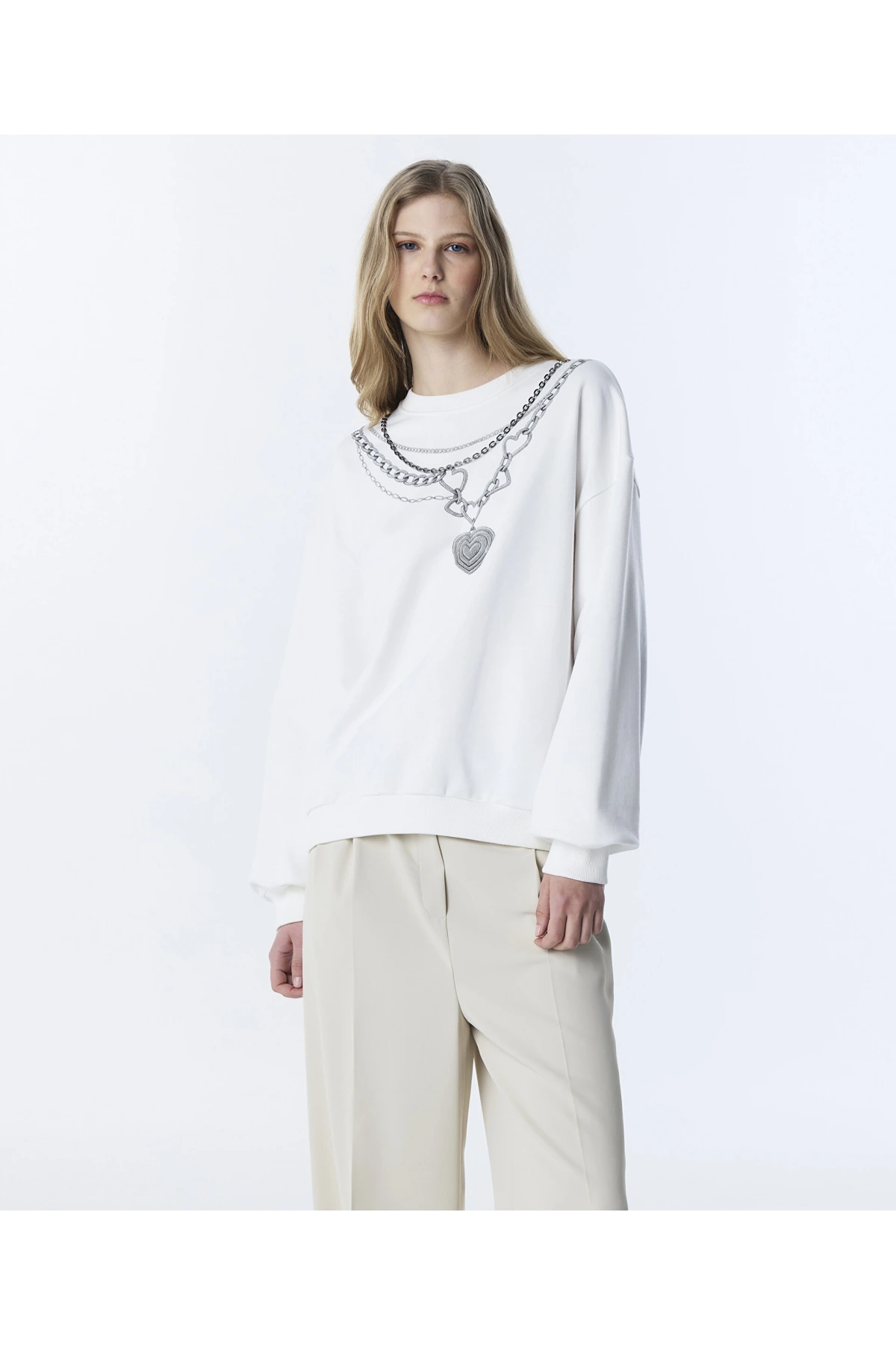 Twist Zincirli Ve Görsel Baskılı Sweatshirt TS1260091026