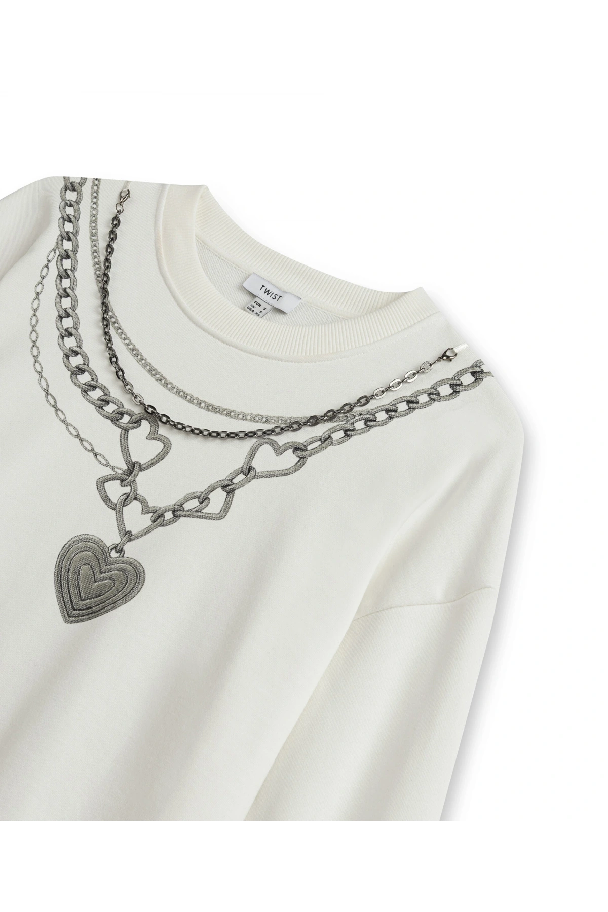 Twist Zincirli Ve Görsel Baskılı Sweatshirt TS1260091026