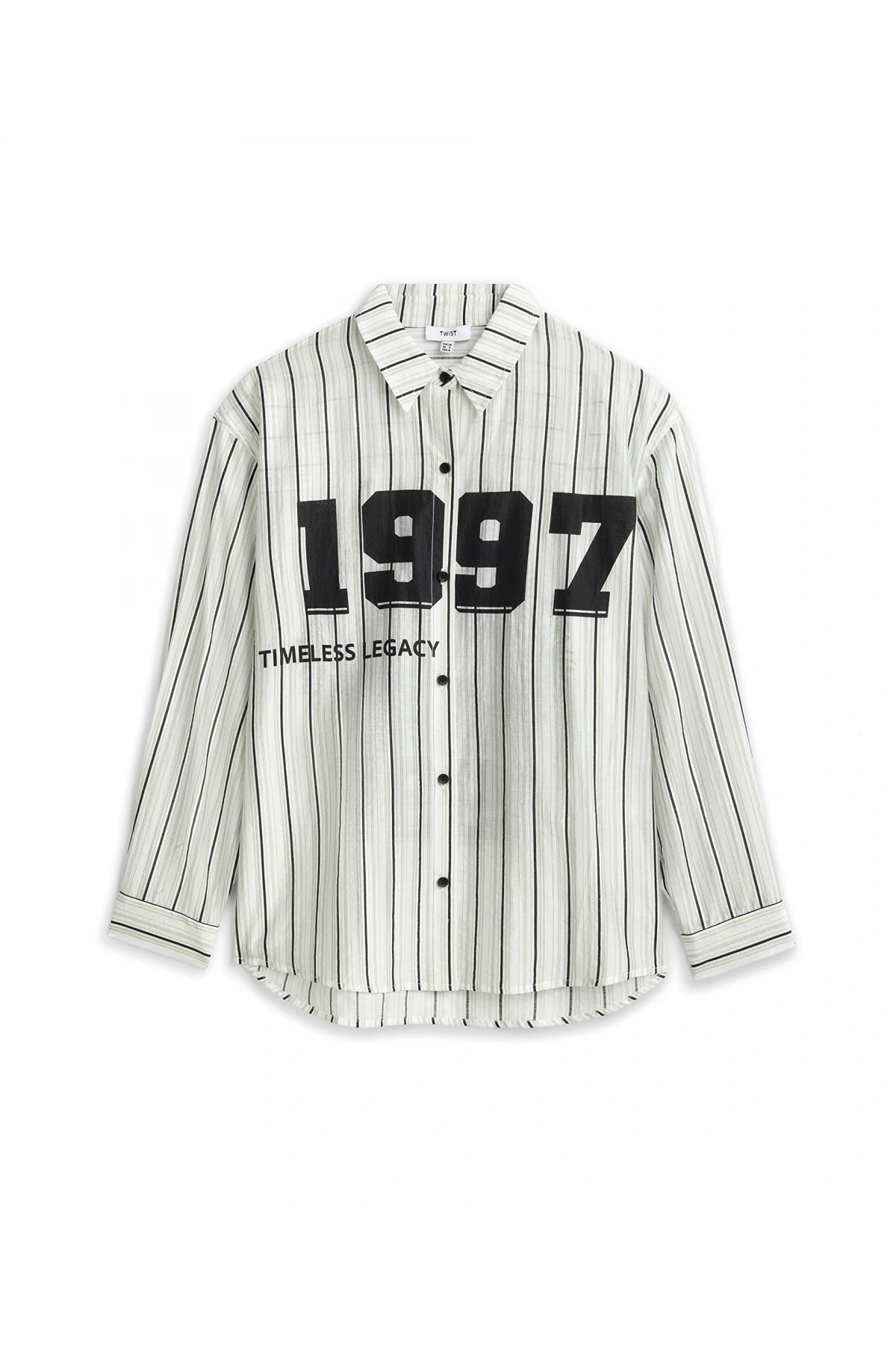 Twist Slogan Baskılı Çizgi Desen Gömlek TS1260025113