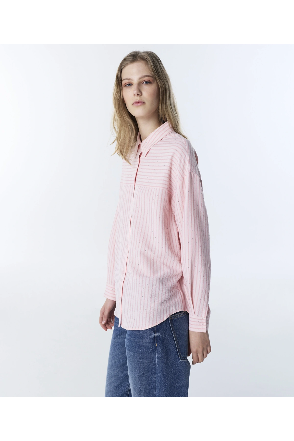 Twist Hotfix Baskılı Çizgi desen Gömlek TS1260025160