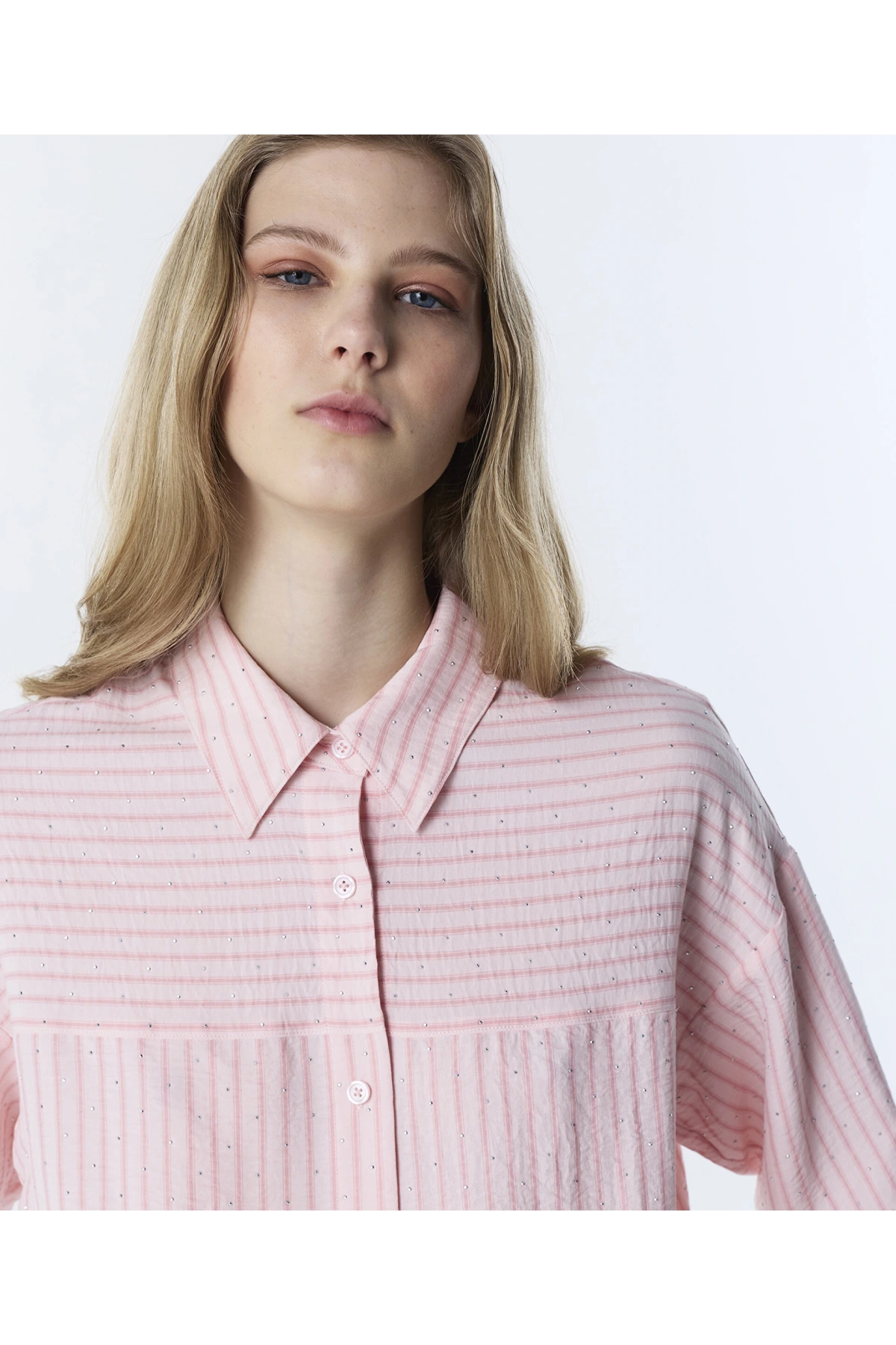Twist Hotfix Baskılı Çizgi desen Gömlek TS1260025160