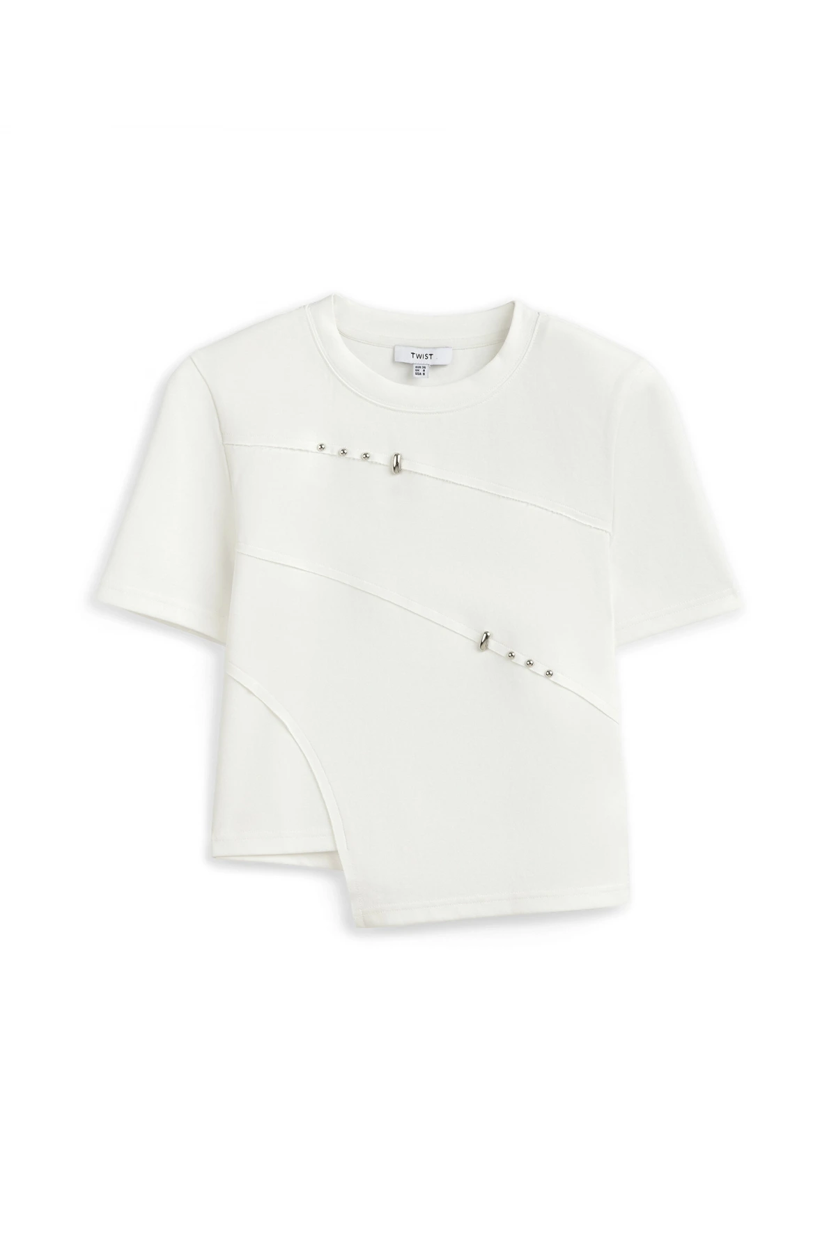 Twist Metal Aksesuarlı Asimetrik T-Shirt TS1260070090