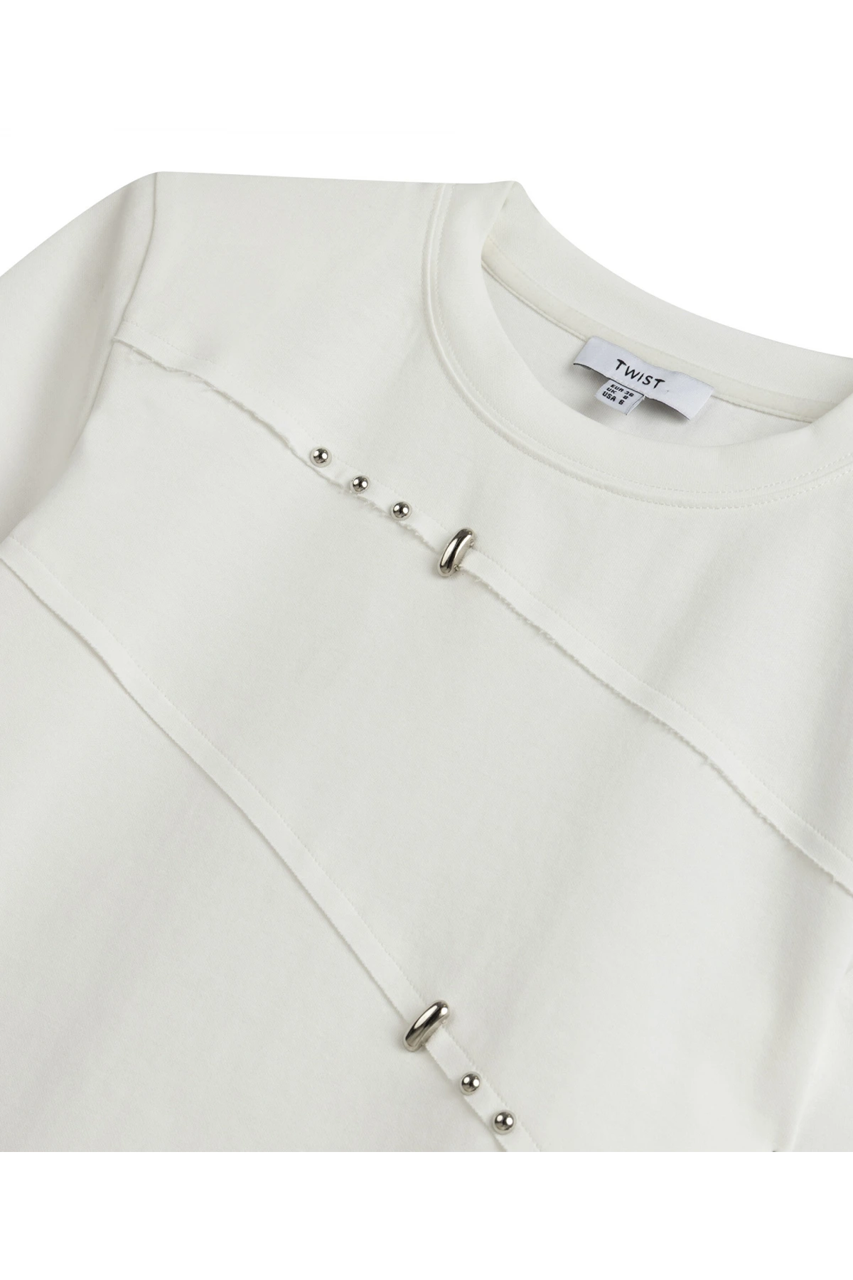 Twist Metal Aksesuarlı Asimetrik T-Shirt TS1260070090