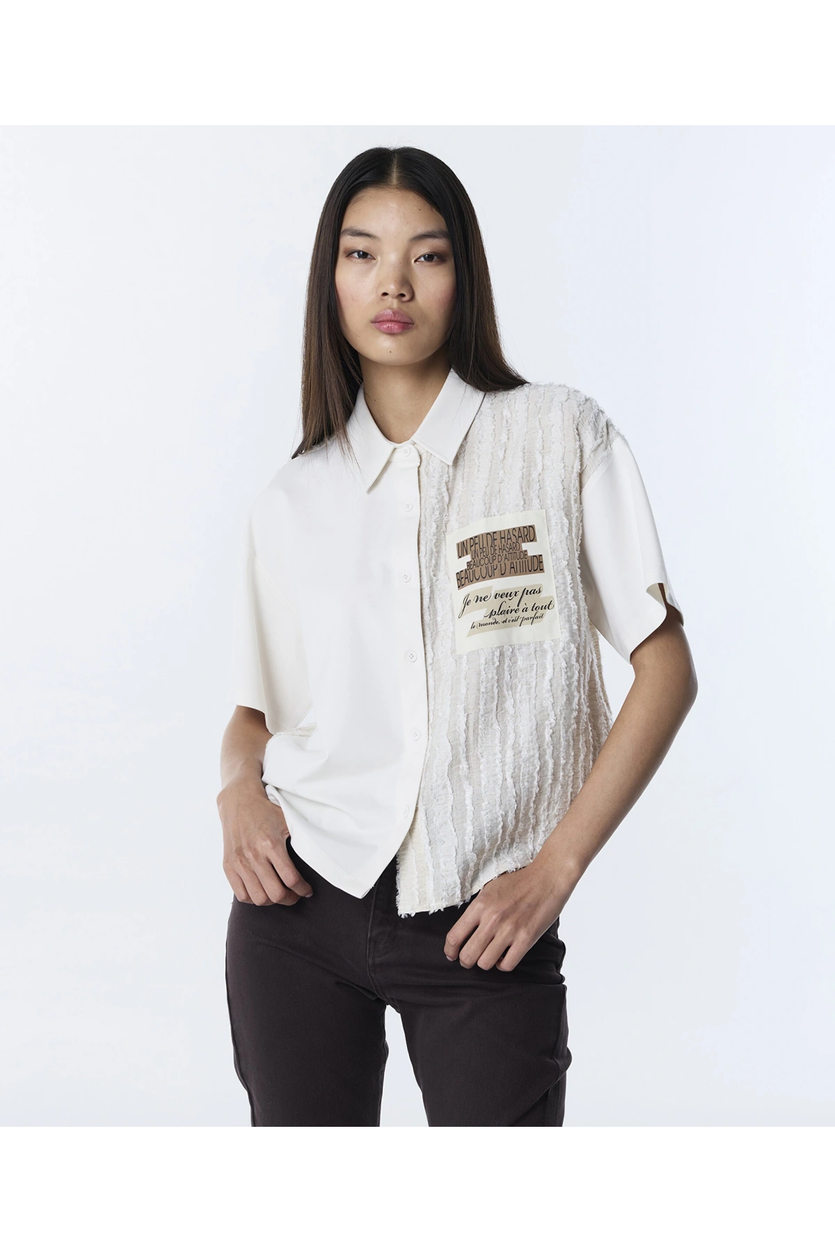 Twist Kumaş Mix Oversize Gömlek TS1260025134