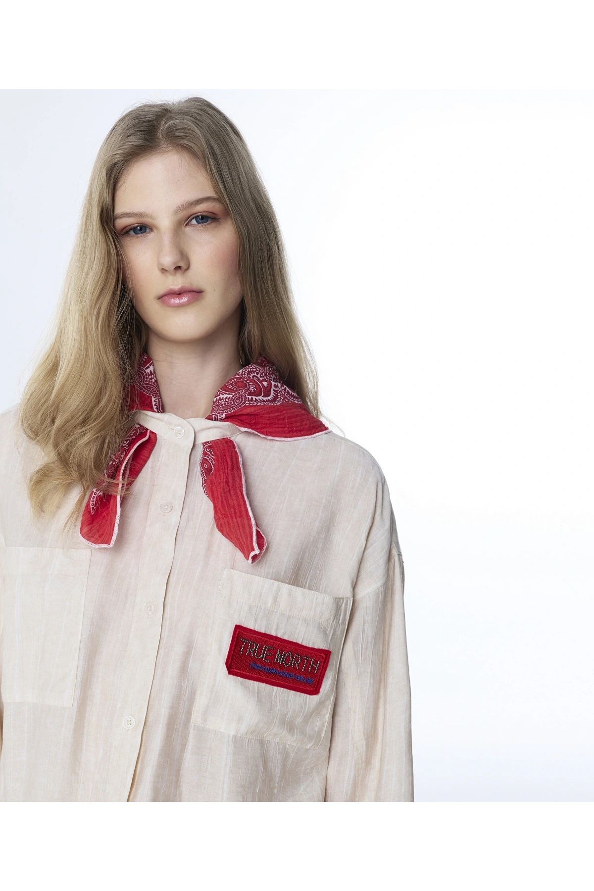 Twist Fularlı Oversize Gömlek TS1260025136