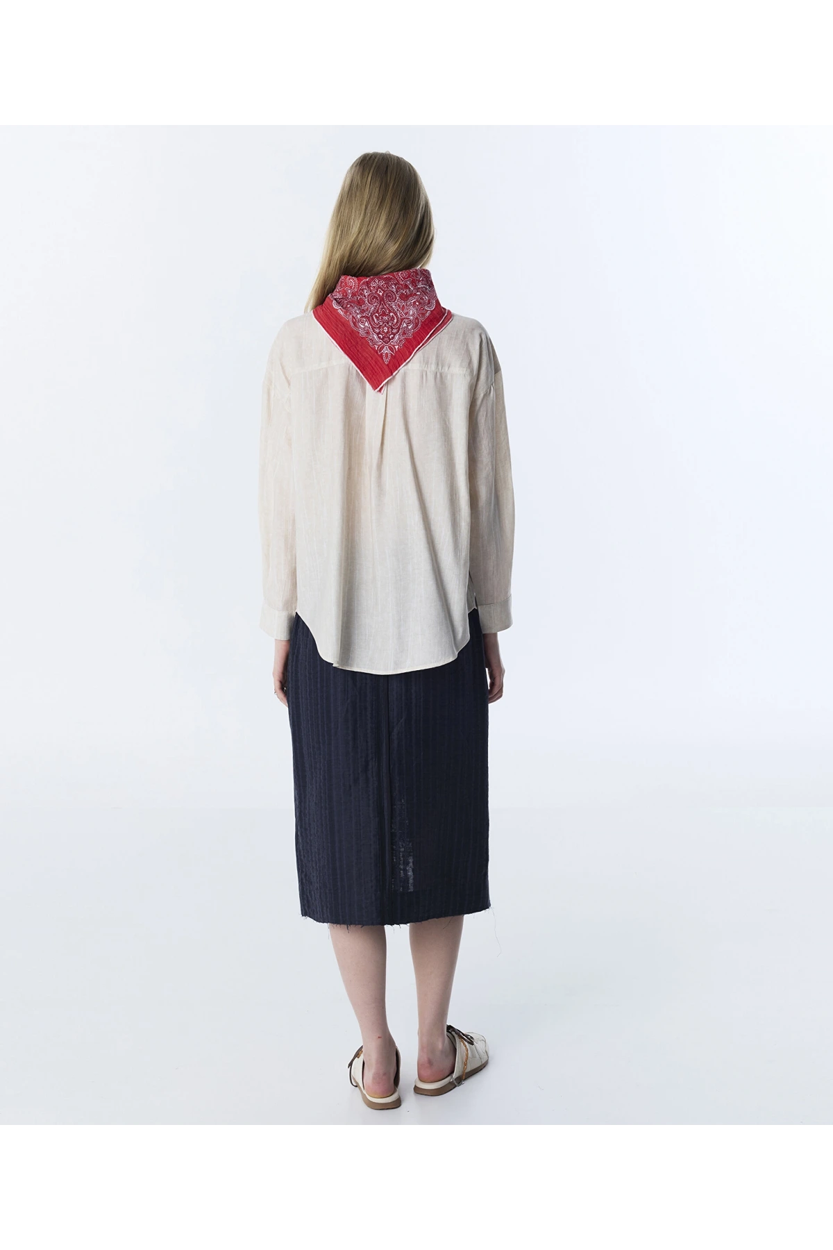 Twist Fularlı Oversize Gömlek TS1260025136