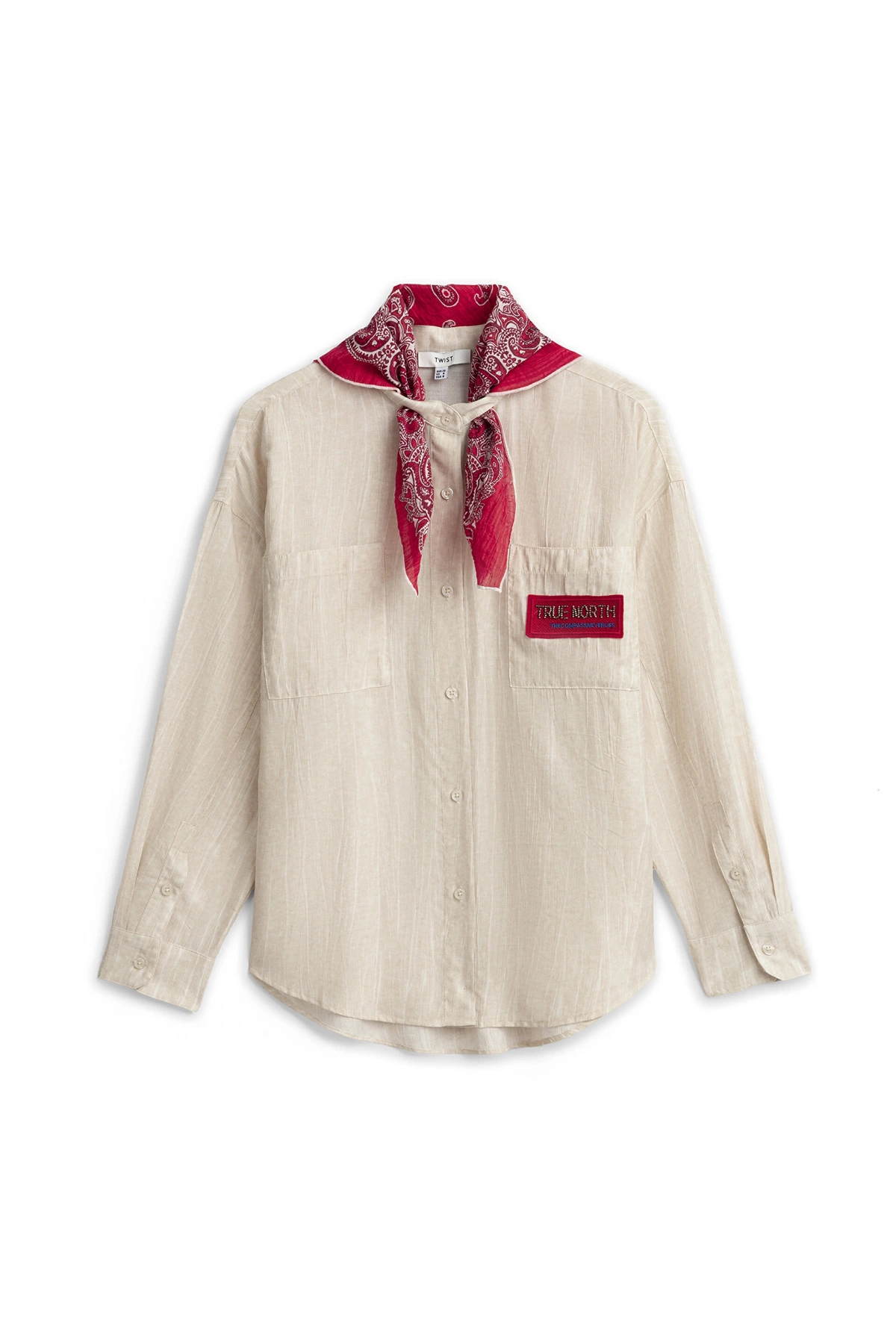 Twist Fularlı Oversize Gömlek TS1260025136