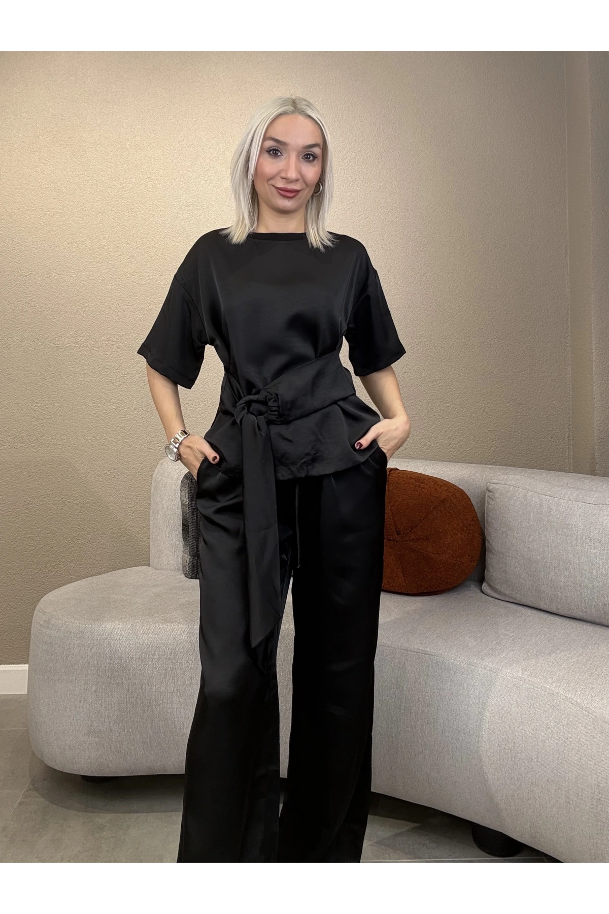 İpekyol Wide Leg Fit Saten Pantolon IS1260003147