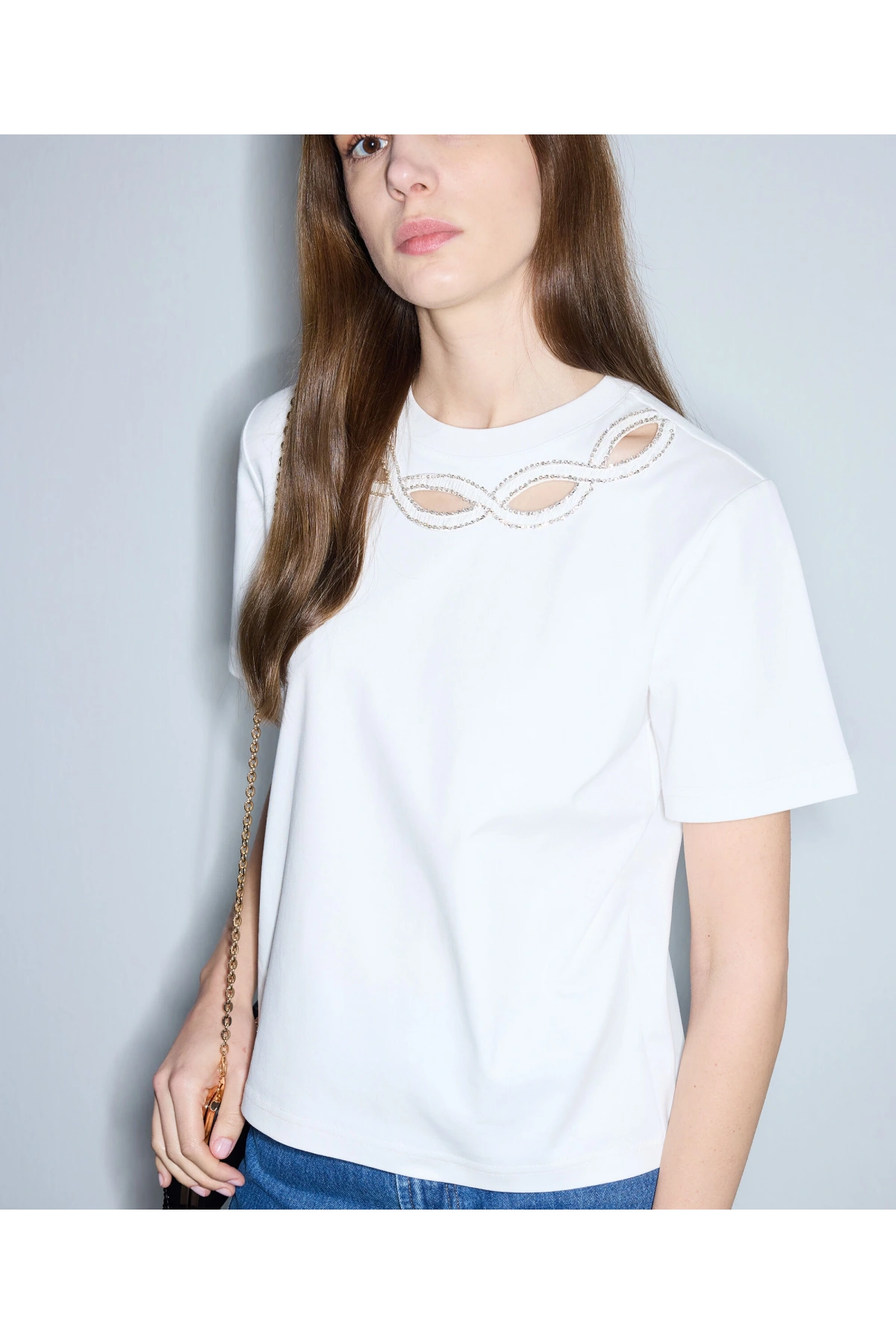 İpekyol Strass Taş İşlemeli Cutout Tişört IS1260070238
