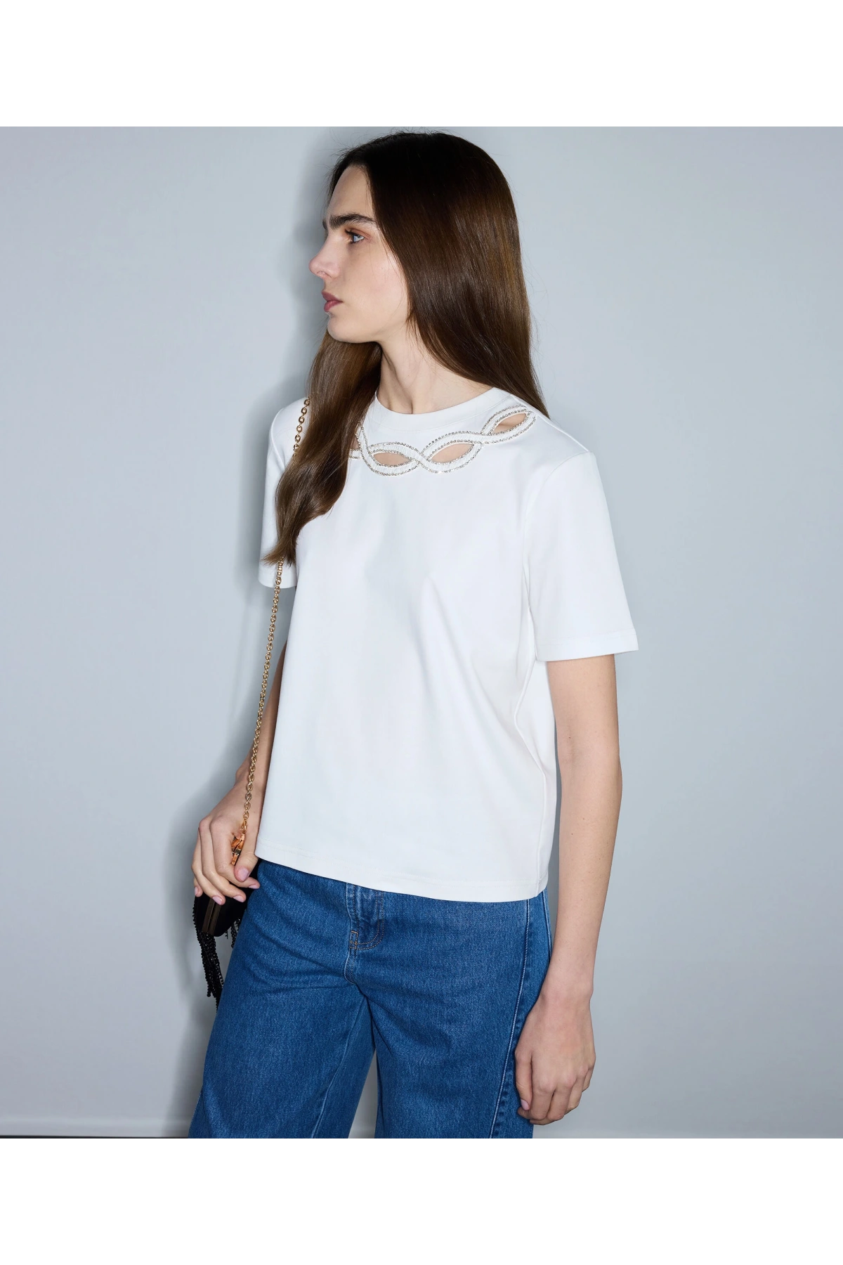 İpekyol Strass Taş İşlemeli Cutout Tişört IS1260070238