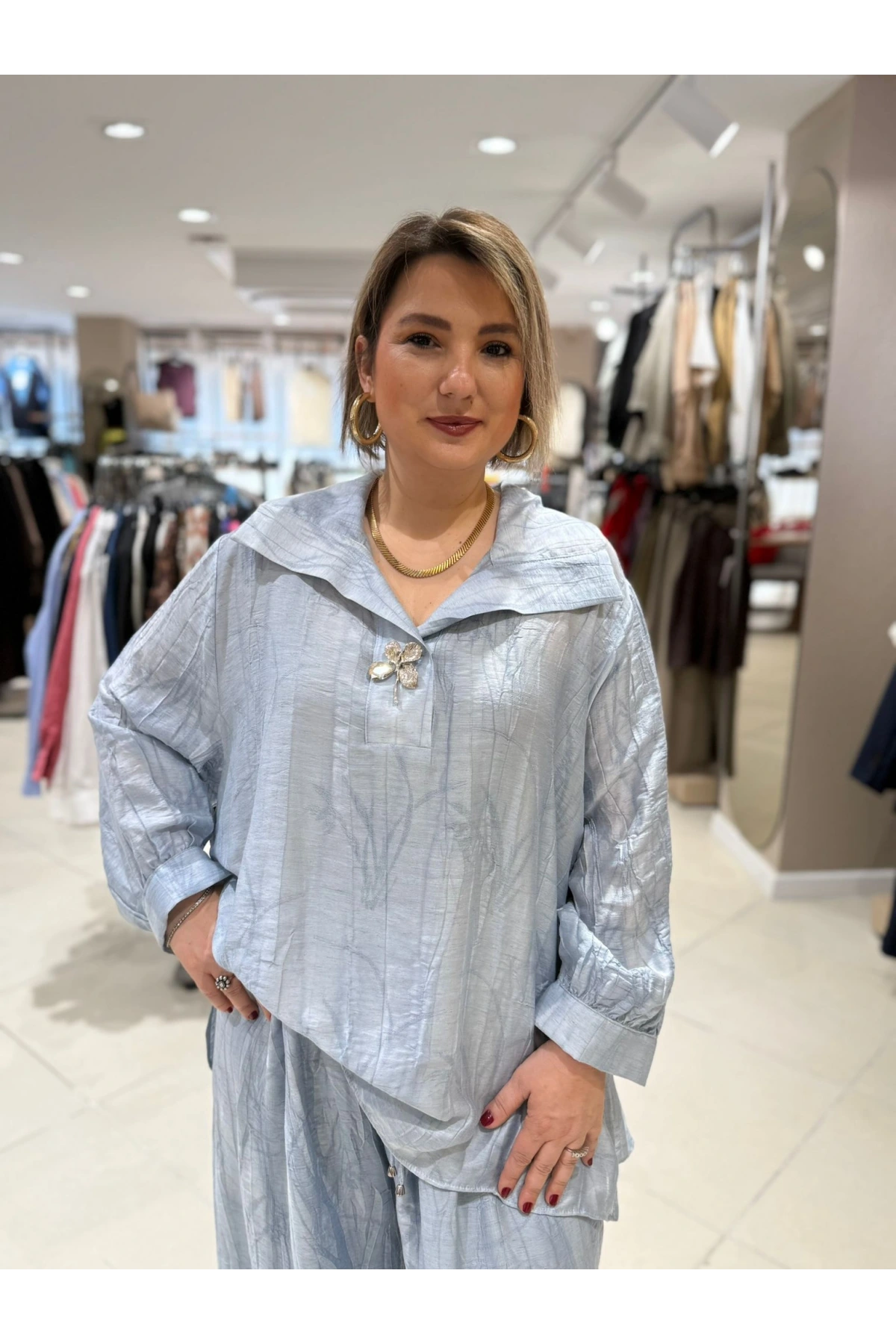 My312 Önü Aksesuarlı Keten Takım 26S1664