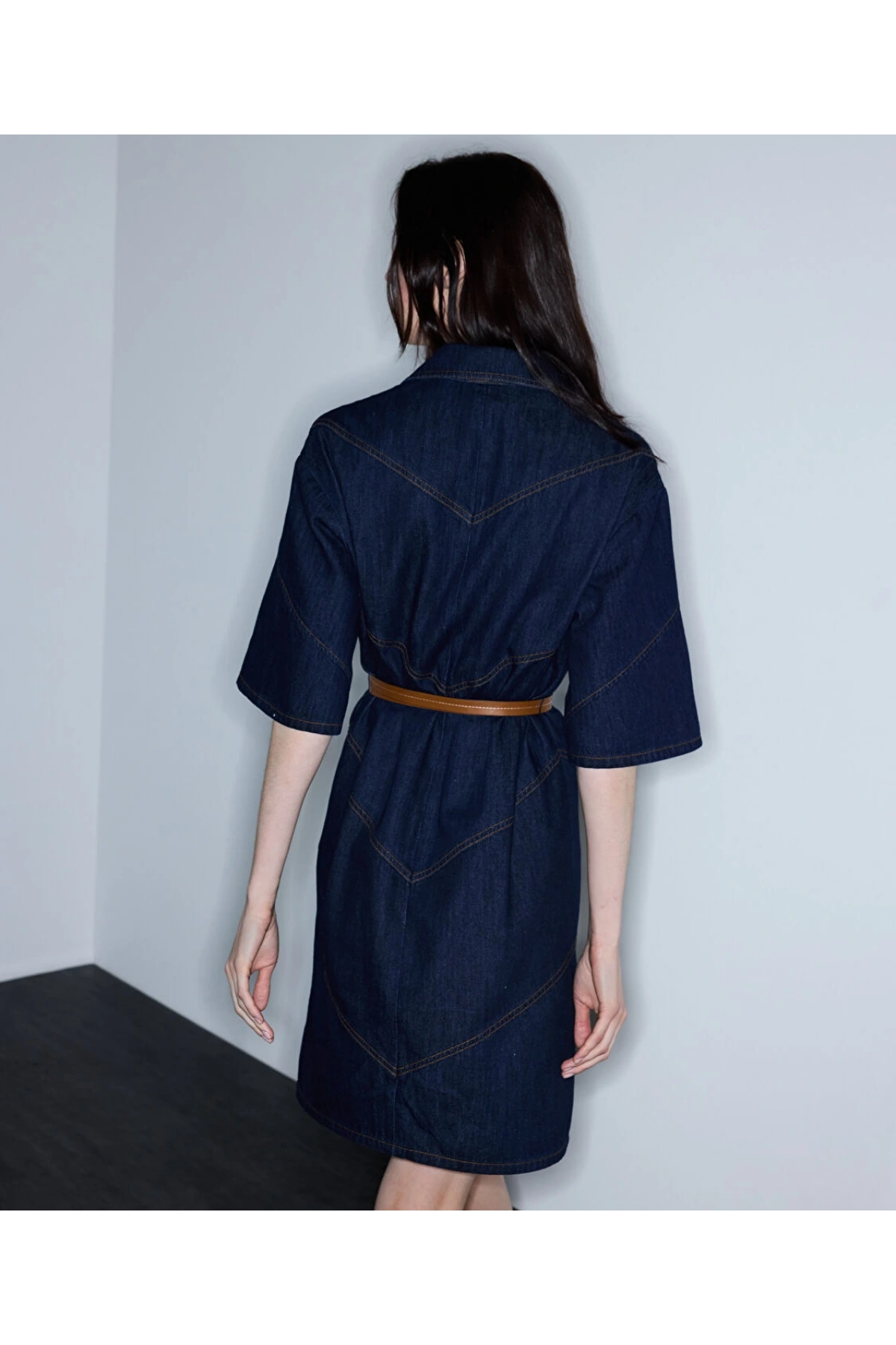 İpekyol Kontrast Kuşaklı Denim Elbise IS1260002203