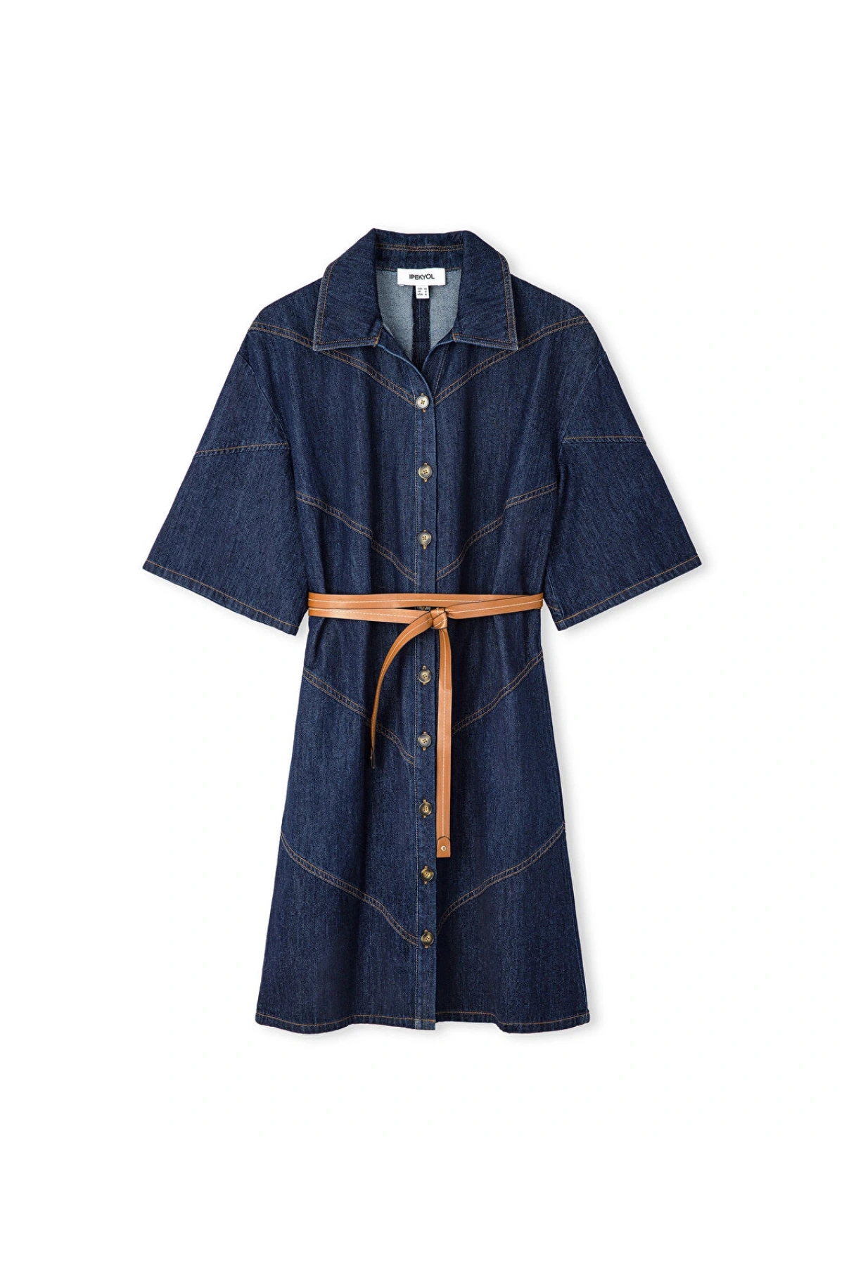 İpekyol Kontrast Kuşaklı Denim Elbise IS1260002203