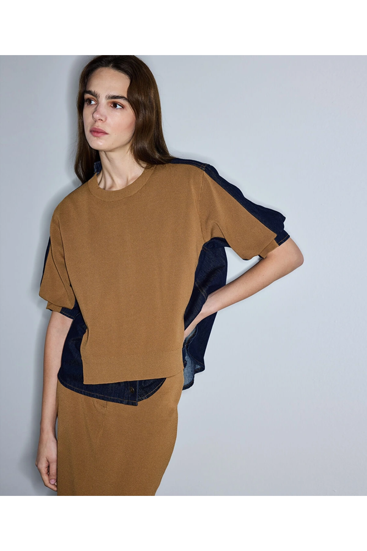 İpekyol Denim Mix Colorblock Triko IS1260050034