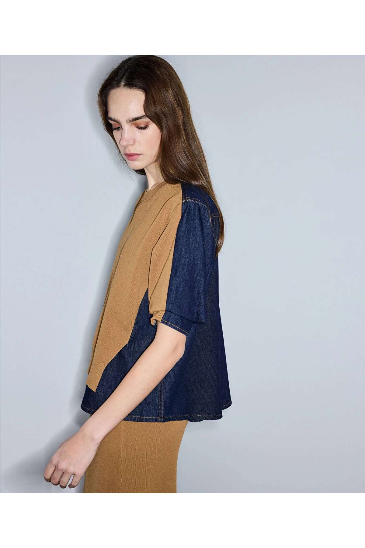 İpekyol Denim Mix Colorblock Triko IS1260050034