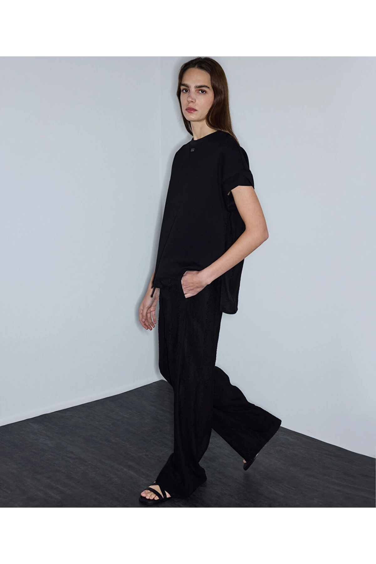 İpekyol Jakarlı Wide Leg Pantolon IS1260003119