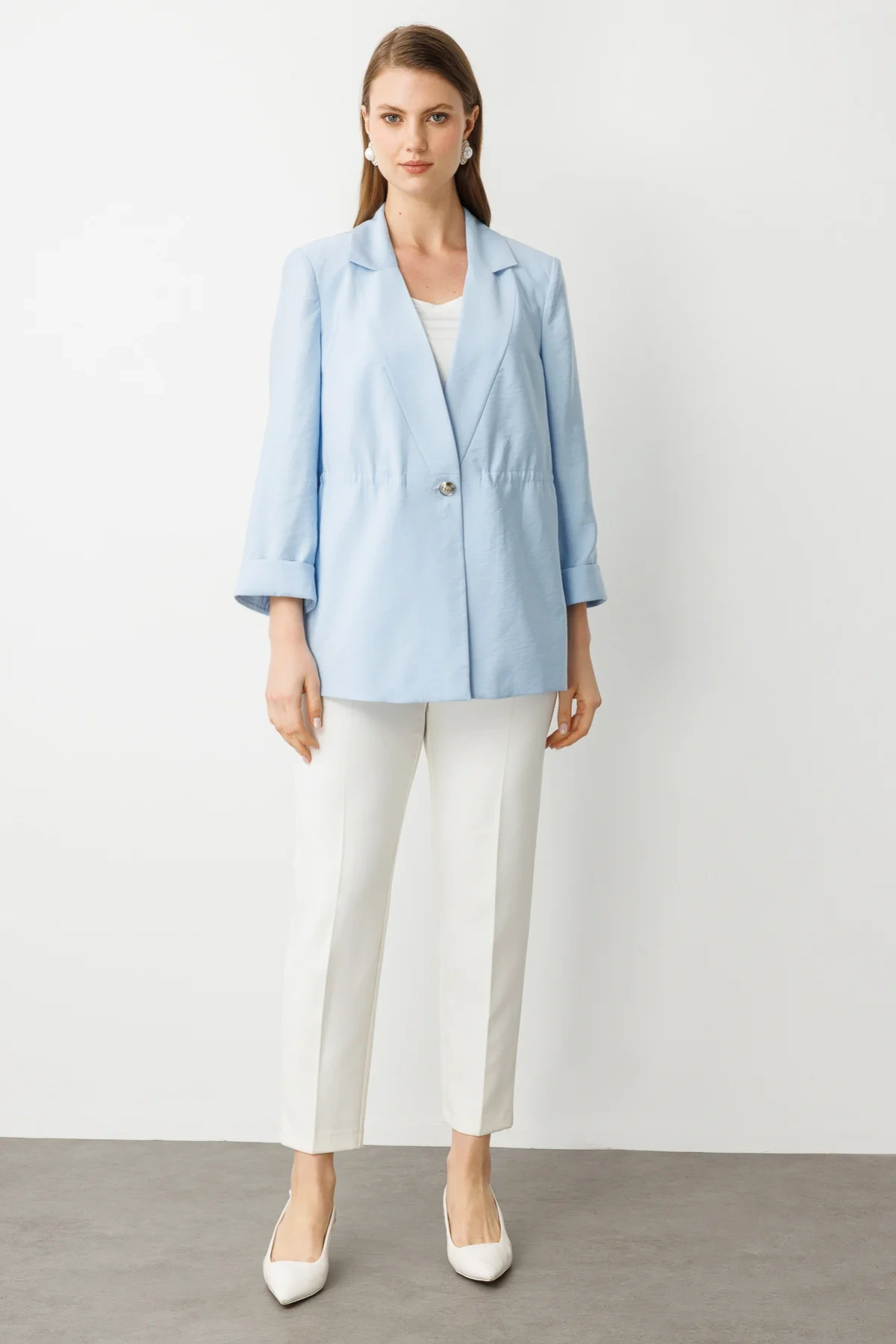 Ekol Bel Büzgülü Tek Düğme Ceket 04542