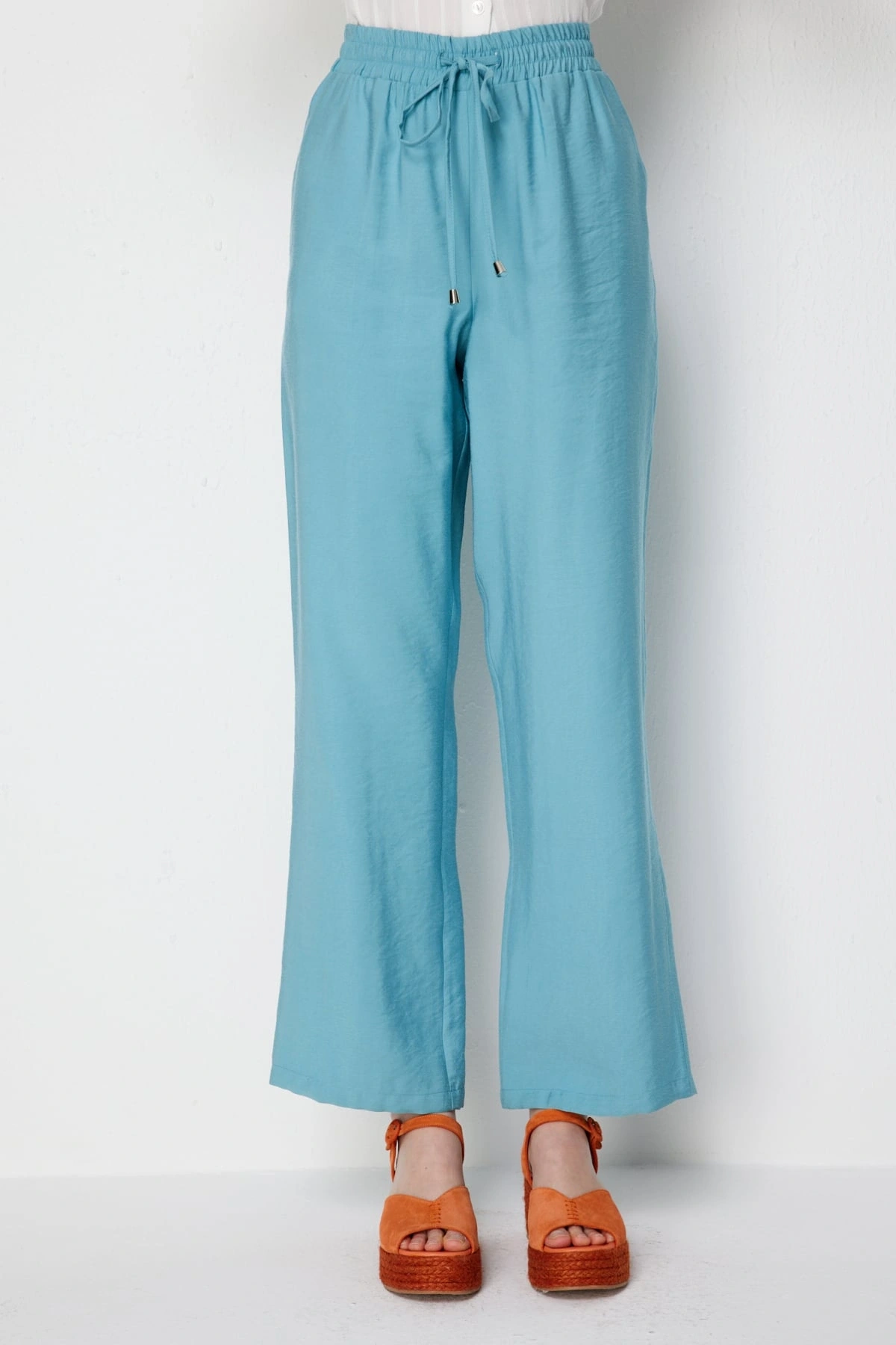 Ekol Beli Bağcıklı Bol Paça Pantolon 01204