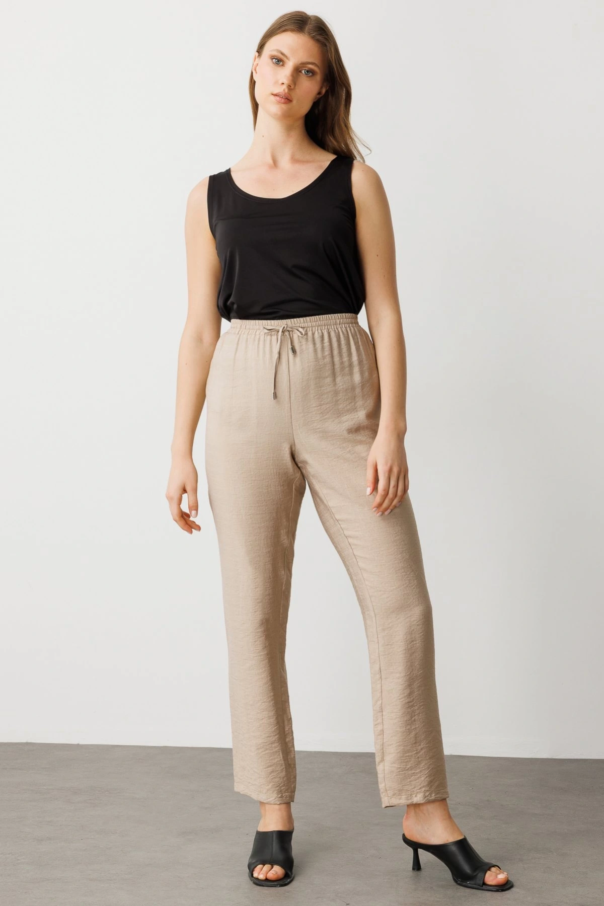 Ekol Beli Lastikli Bol Paça Pantolon 07584