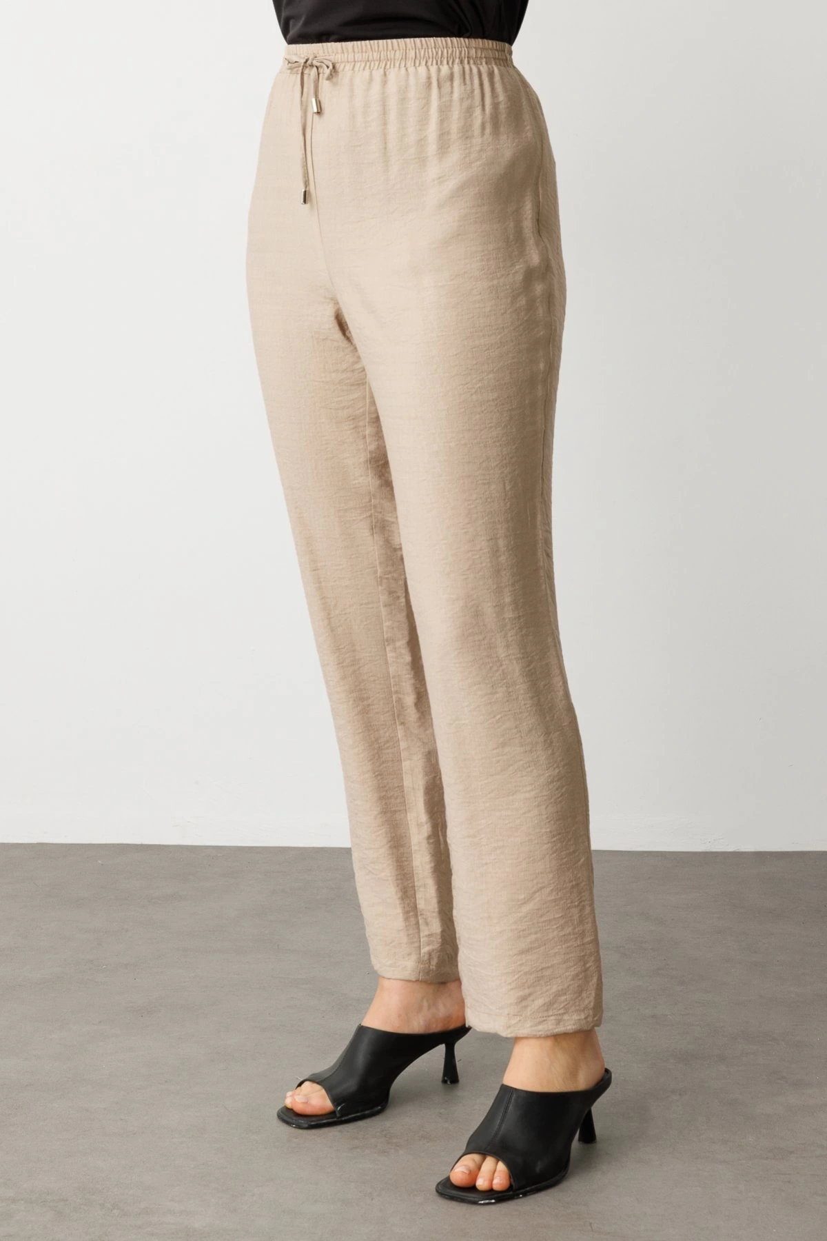 Ekol Beli Lastikli Bol Paça Pantolon 07584