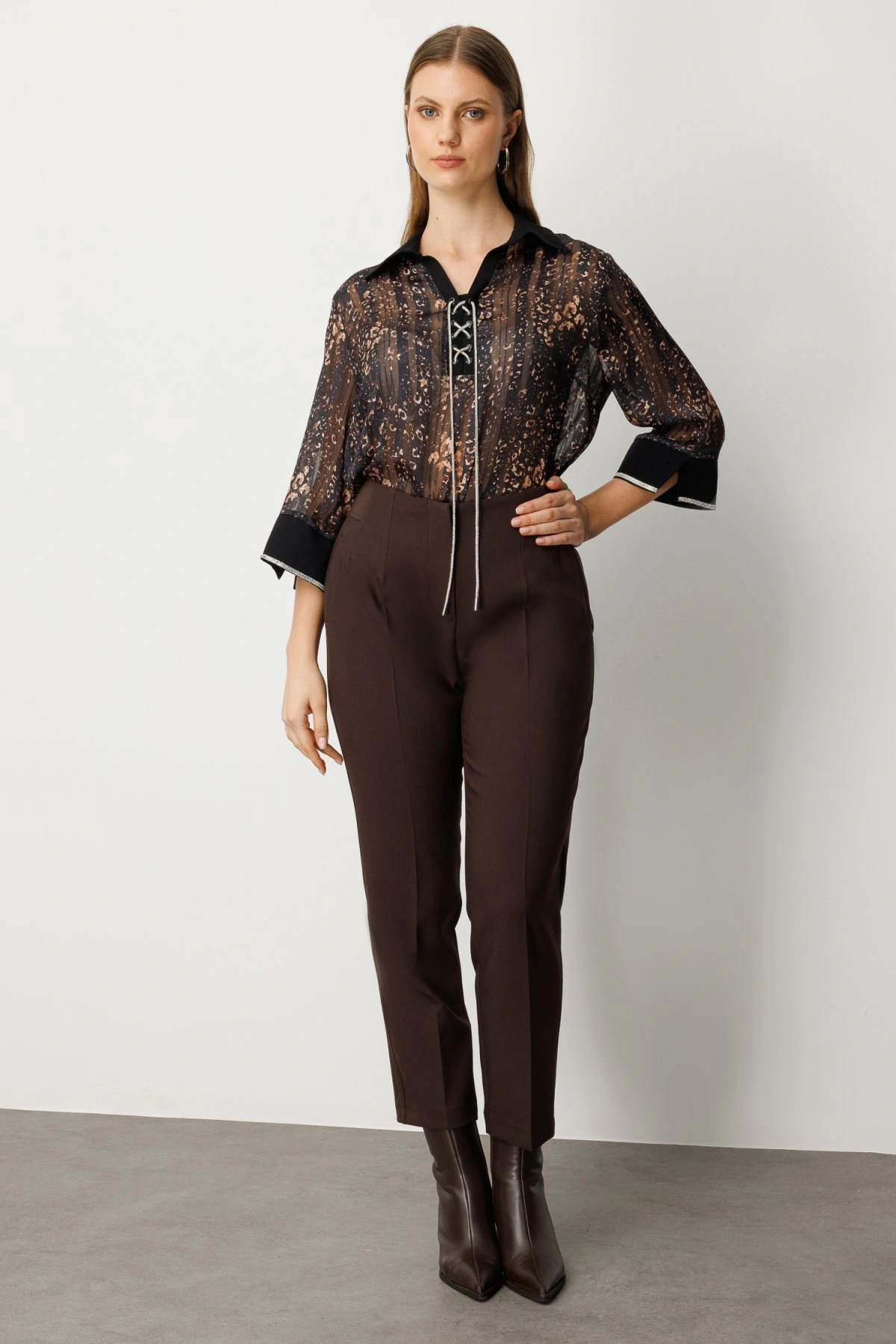 Ekol Beli Lastikli Boru Paça Pantolon 01111