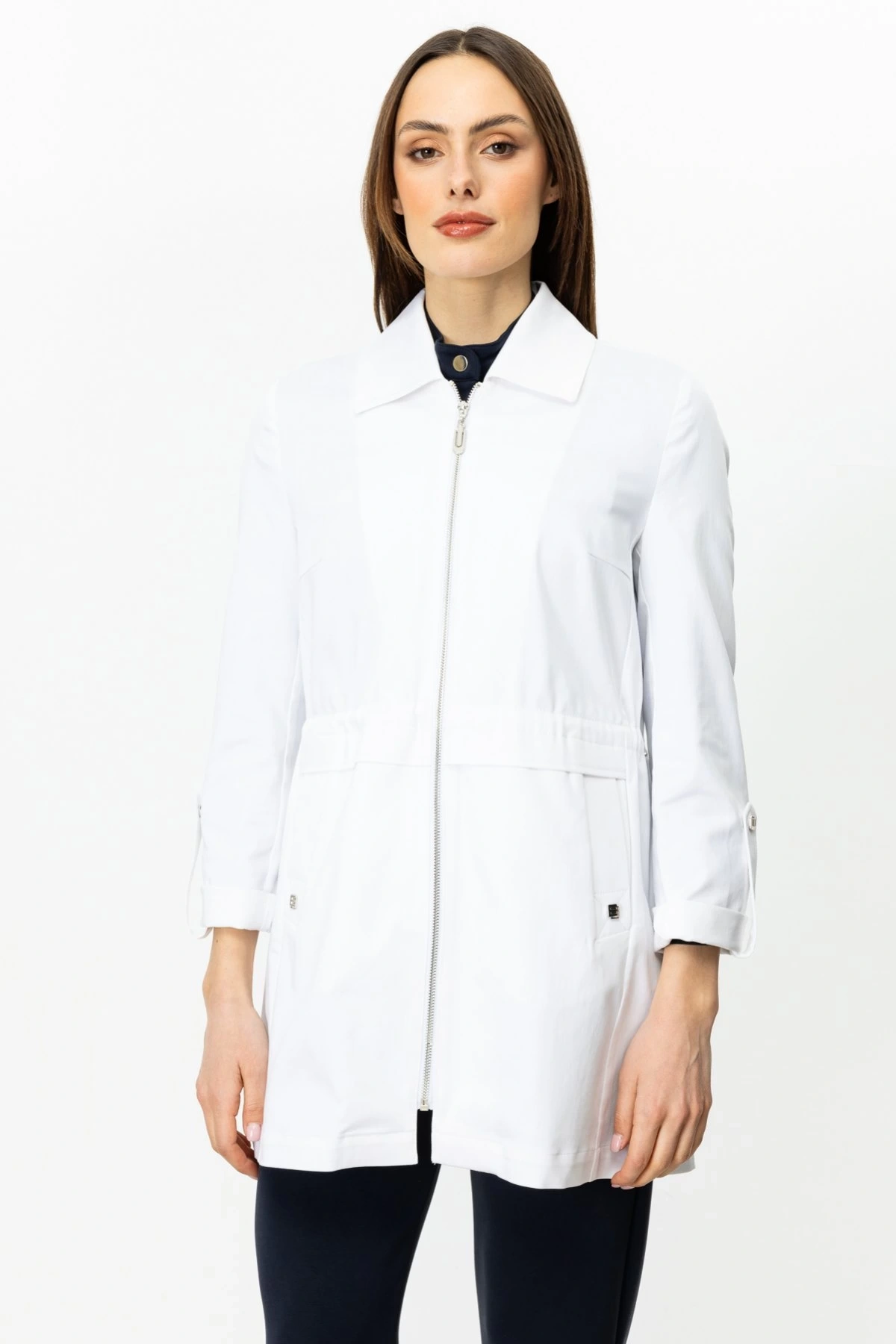 Ekol Beli Lastikli Fermuarlı Ekru Kadın Trençkot 07044