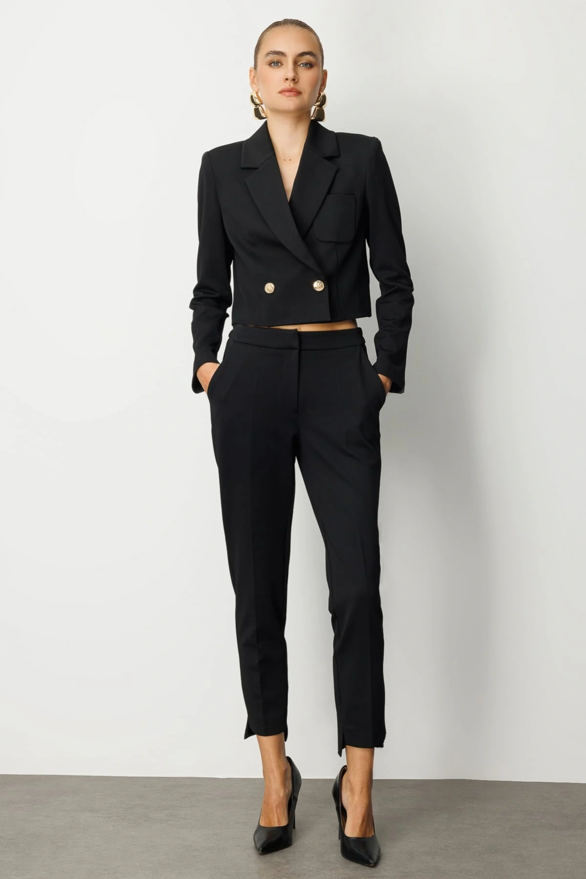 Ekol Boru Paça Siyah Pantolon 05031