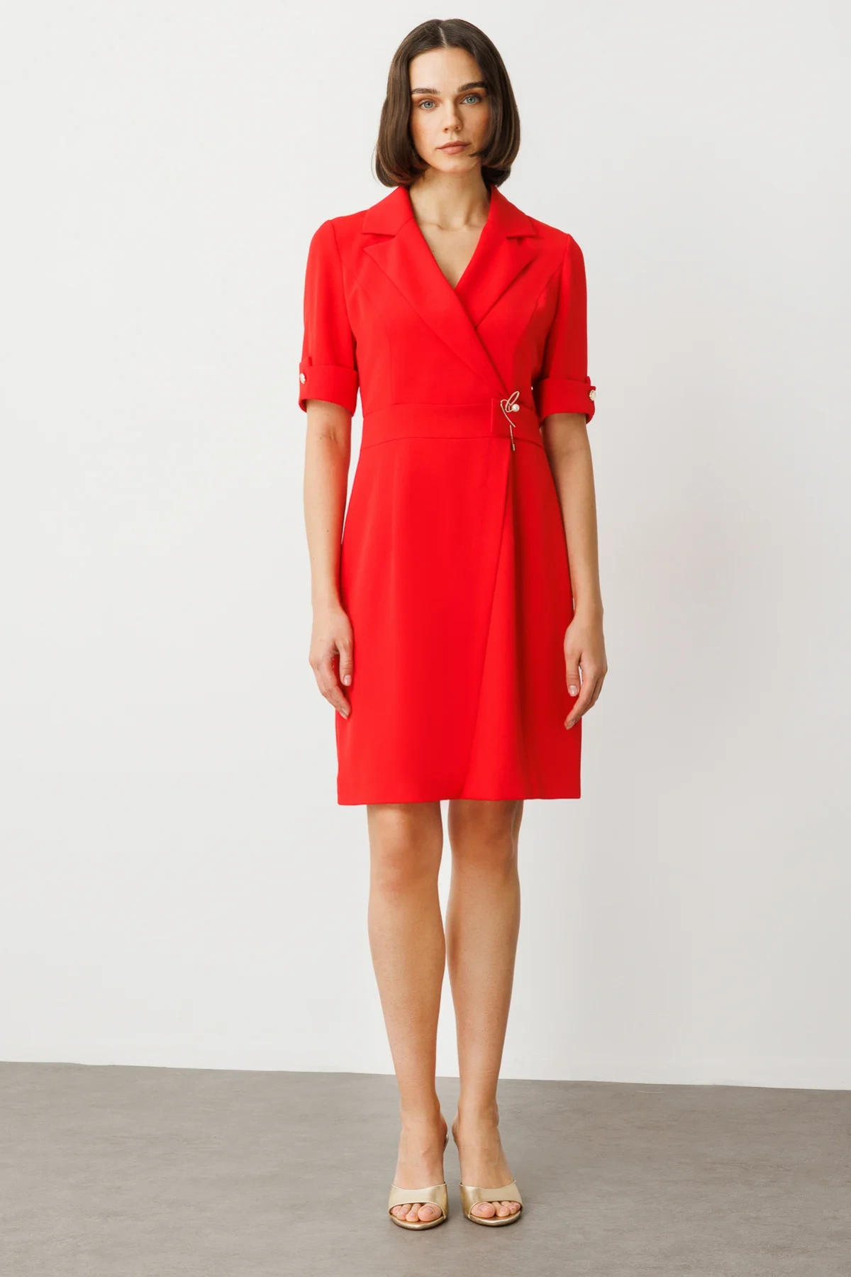 Ekol Broşlu Kısa Kol Elbise 05136