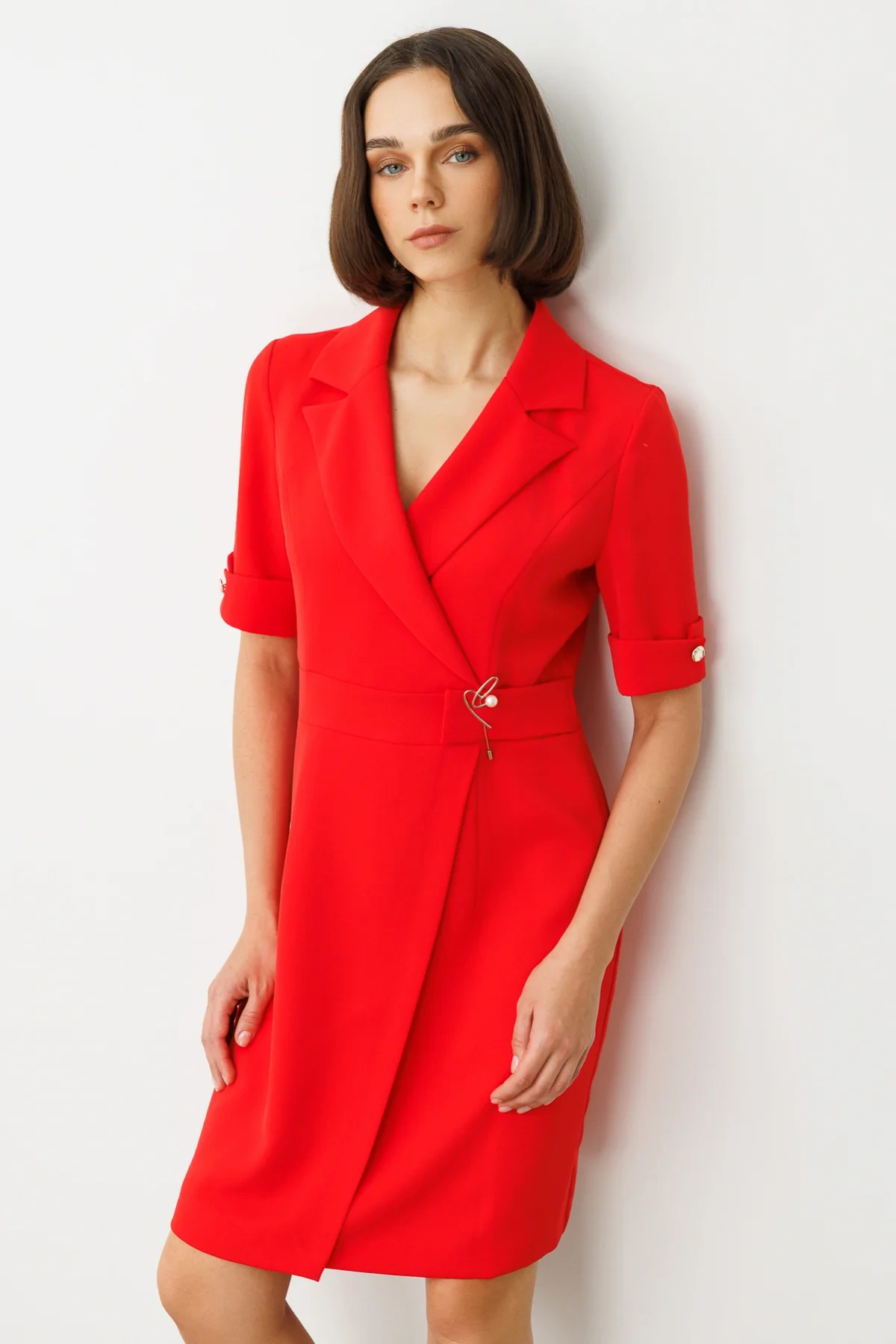 Ekol Broşlu Kısa Kol Elbise 05136