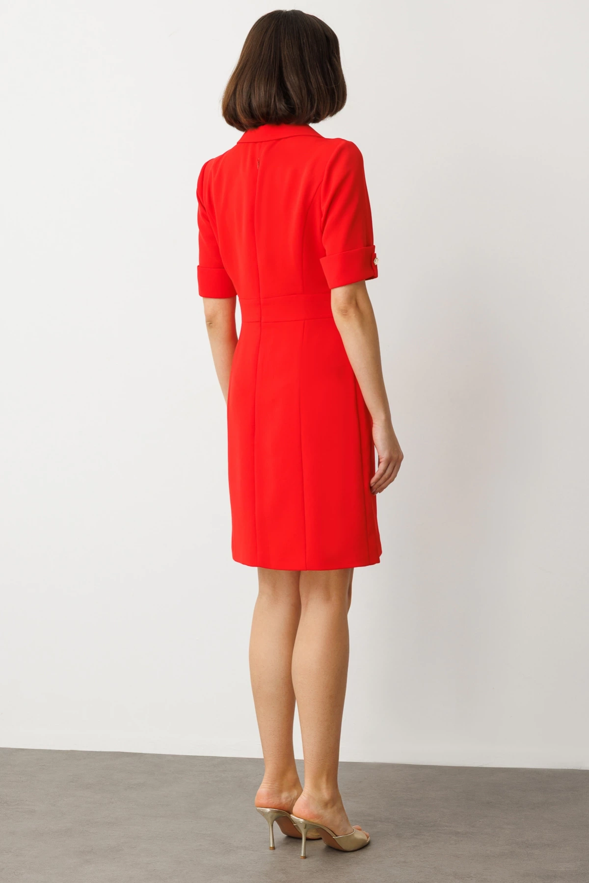 Ekol Broşlu Kısa Kol Elbise 05136