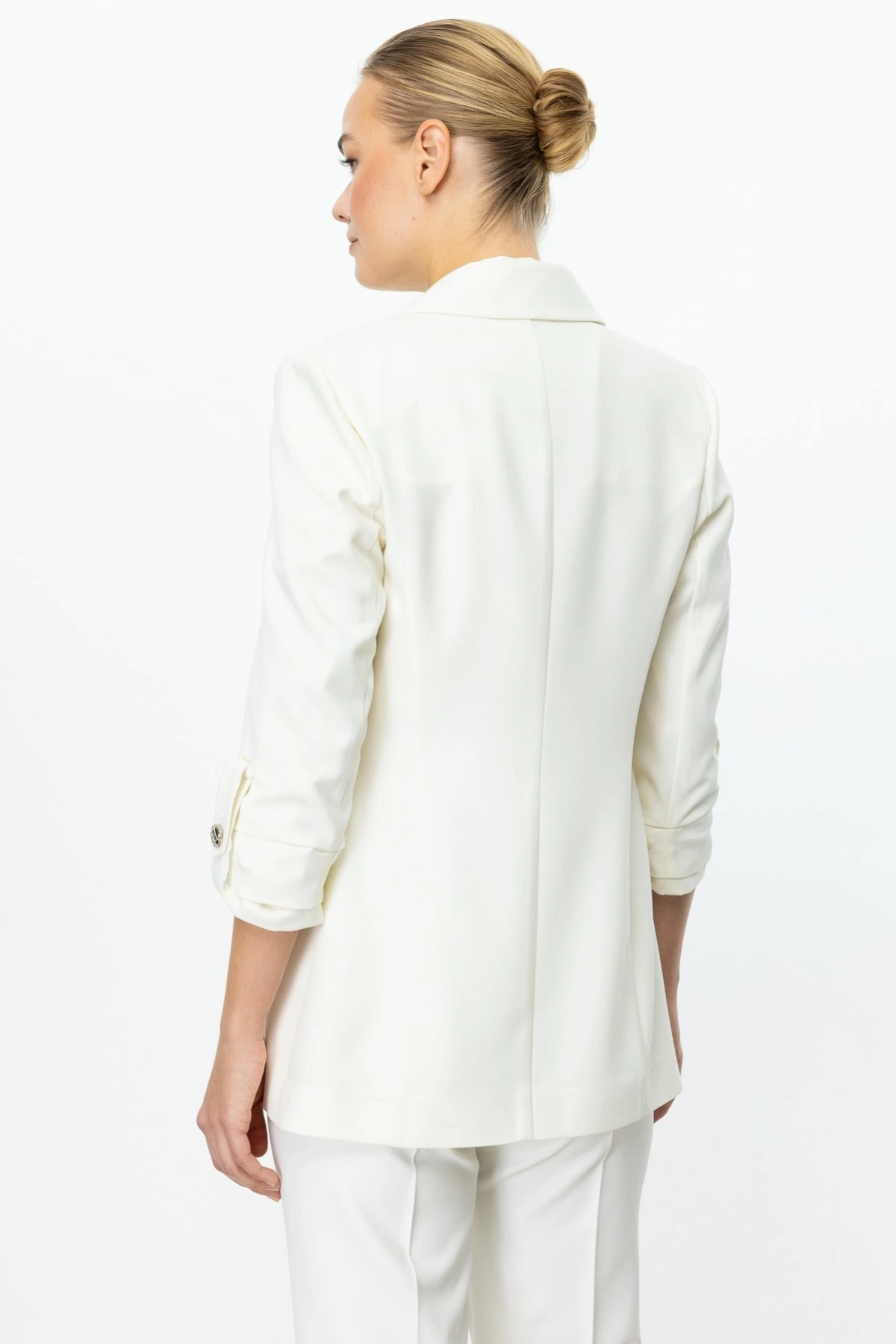 Ekol Kadın Kolu Apoletli Torba Cepli Ekru Ceket 04130