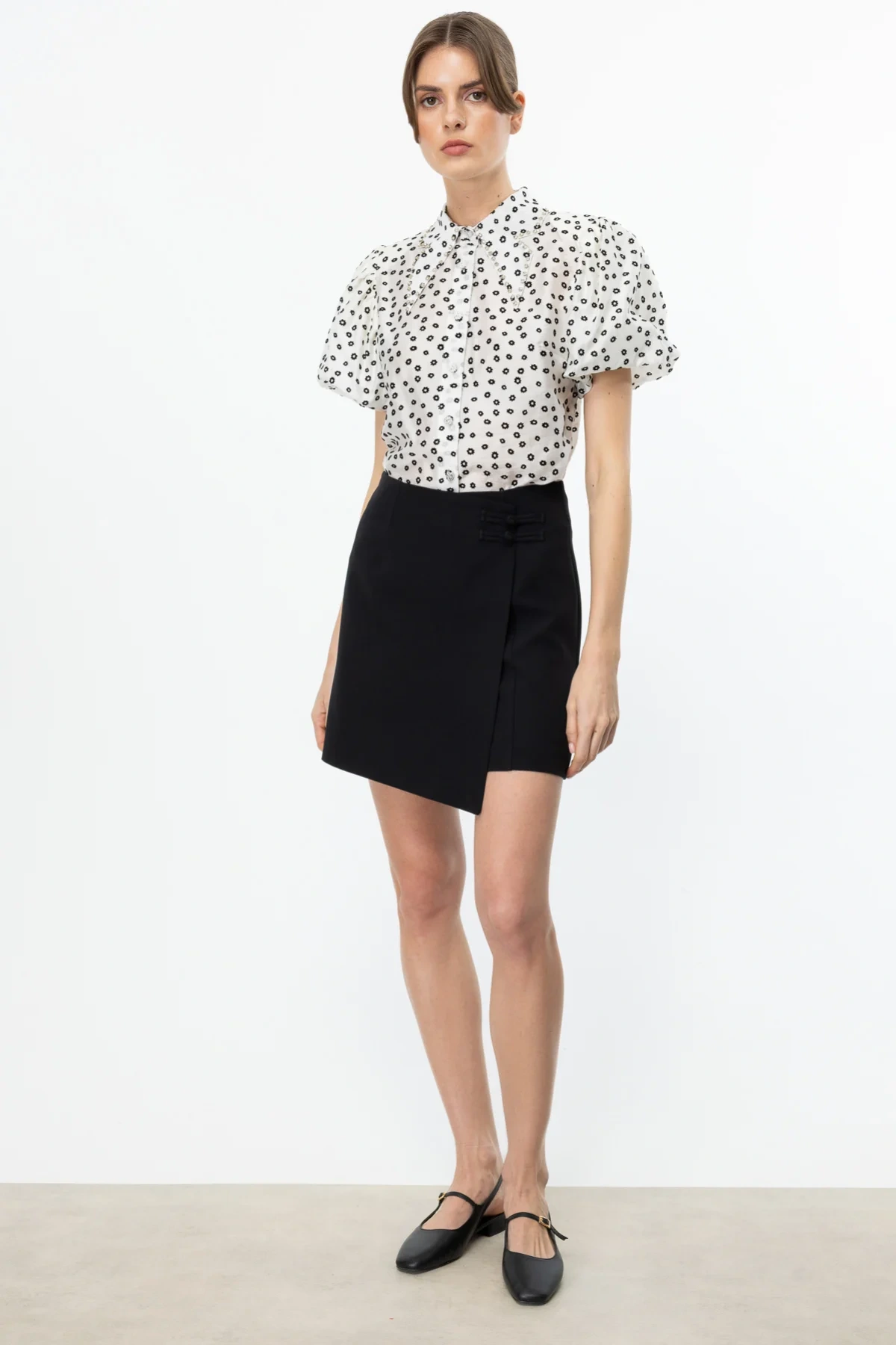 Ekol Çiçek Desen Taşlı Bluz 03066