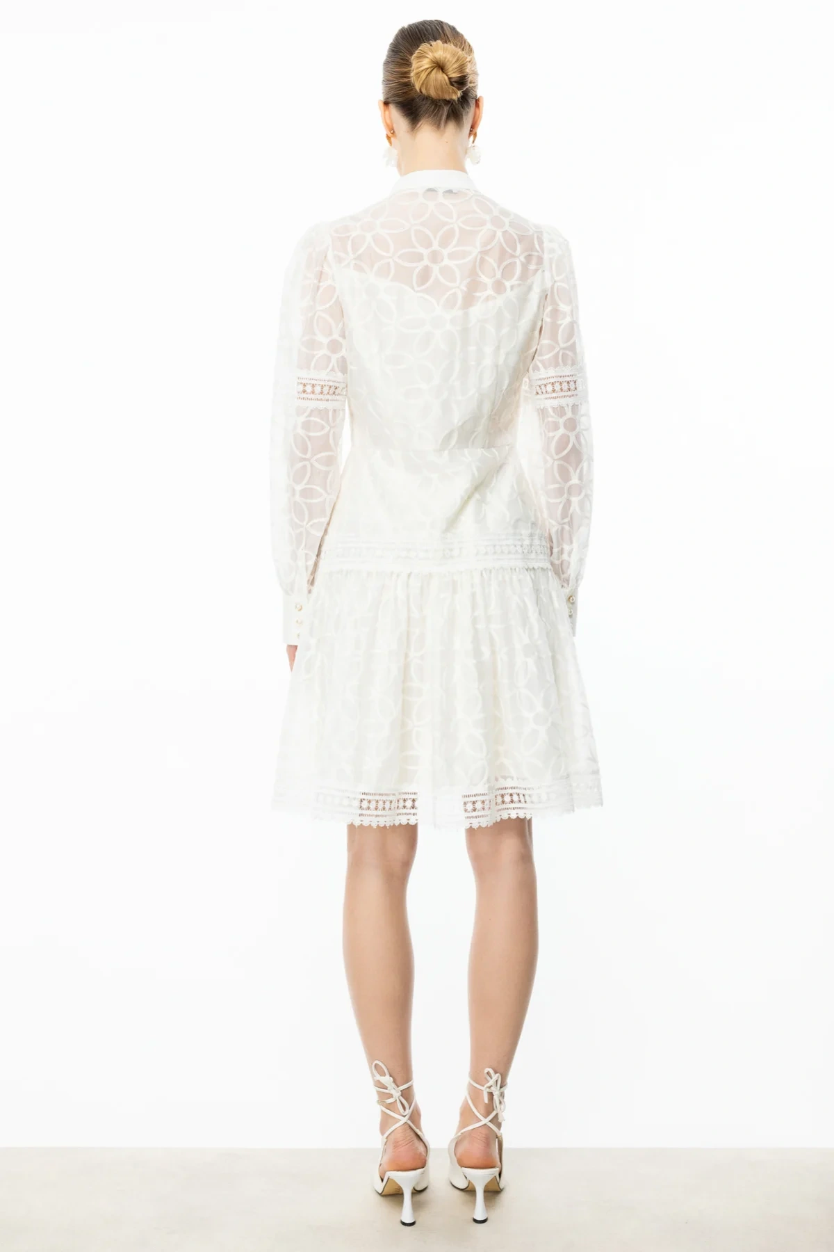 Ekol Çiçek Nakışlı Düğmeli Elbise 05008